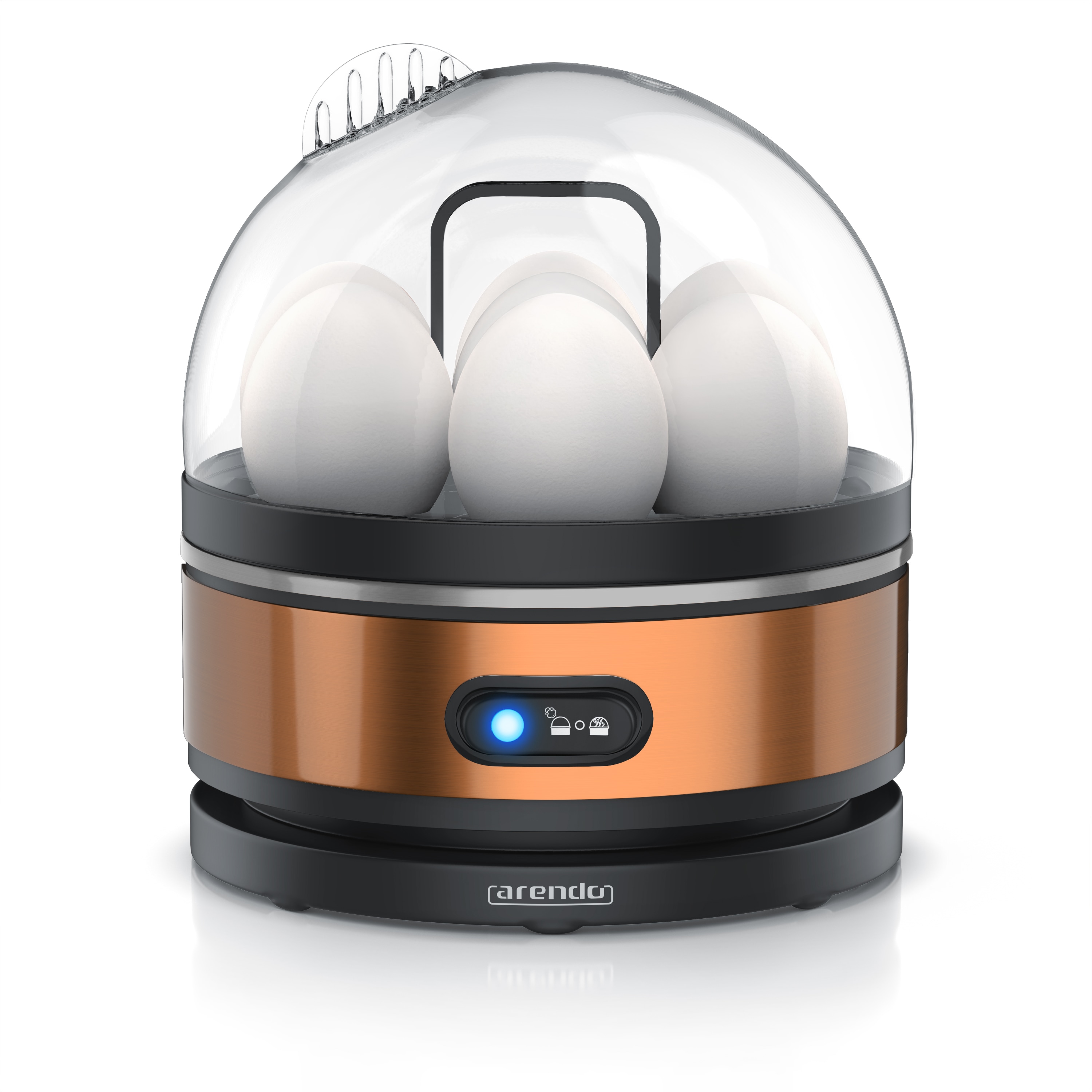 Arendo Eierkocher f&uuml;r 7 Eier, Edelstahl, 400 Watt, Kipp-Funktionsschalter, 3 H&auml;rtegrade w&auml;hlbar, Warmhaltefunktion, Signalton - BPA-frei, Sevencook 