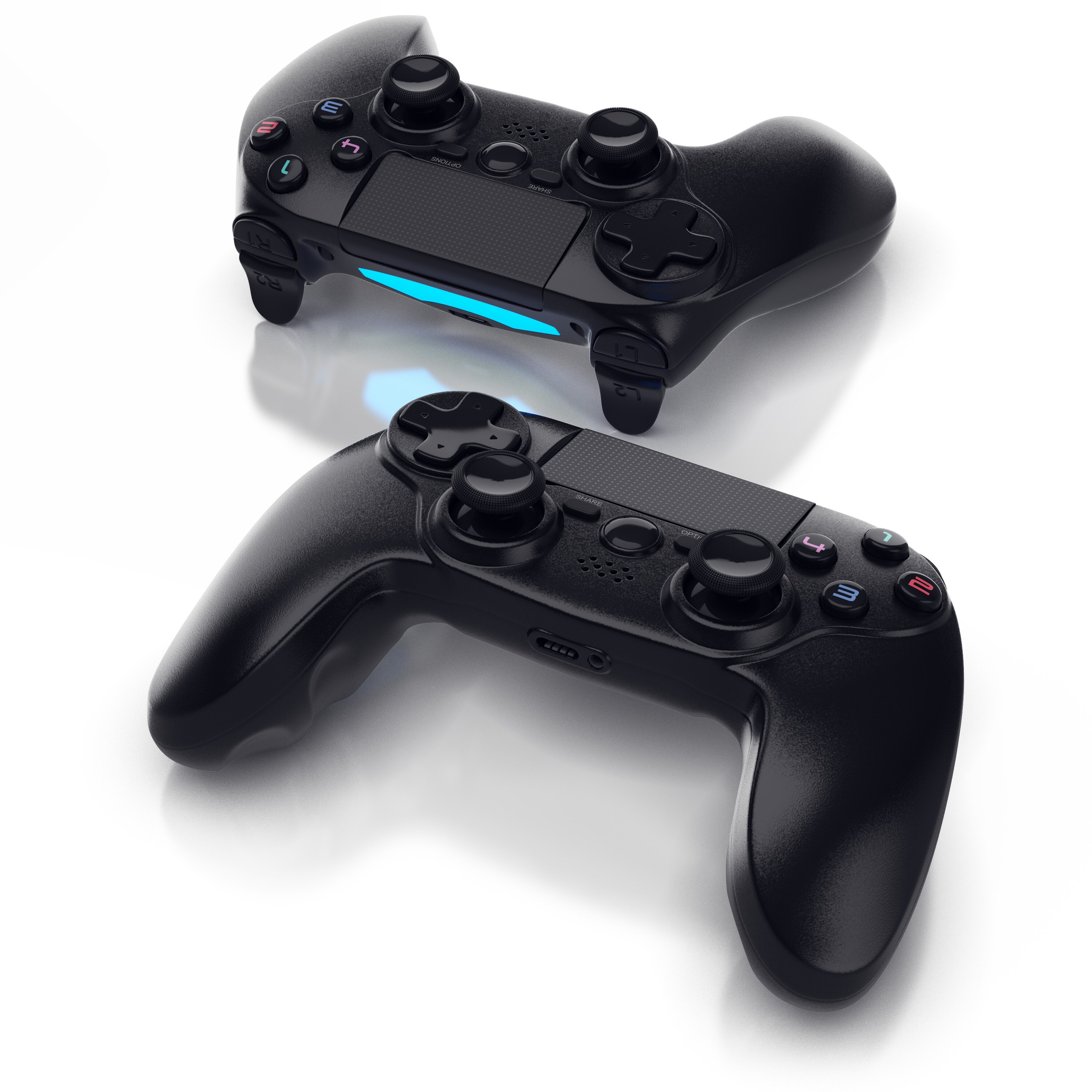 CSL 2x Gaming-Controller, Wireless Gamepad f&uuml;r PS4 Touchpad, 3,5 mm AUX, Dual Vibration 