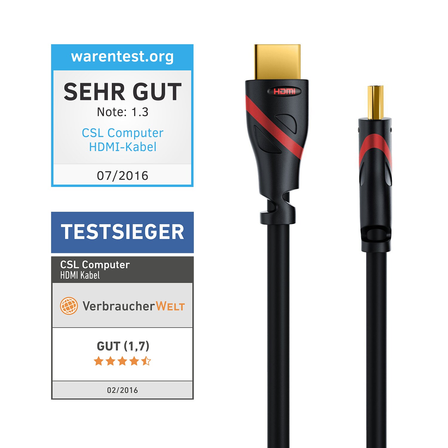 CSL 8k HDMI Kabel 2.1, 4K Ultra HD, UHD, Full HD, 3D, ARC, High Speed mit Ethernet, HDMI Typ A - 10m 