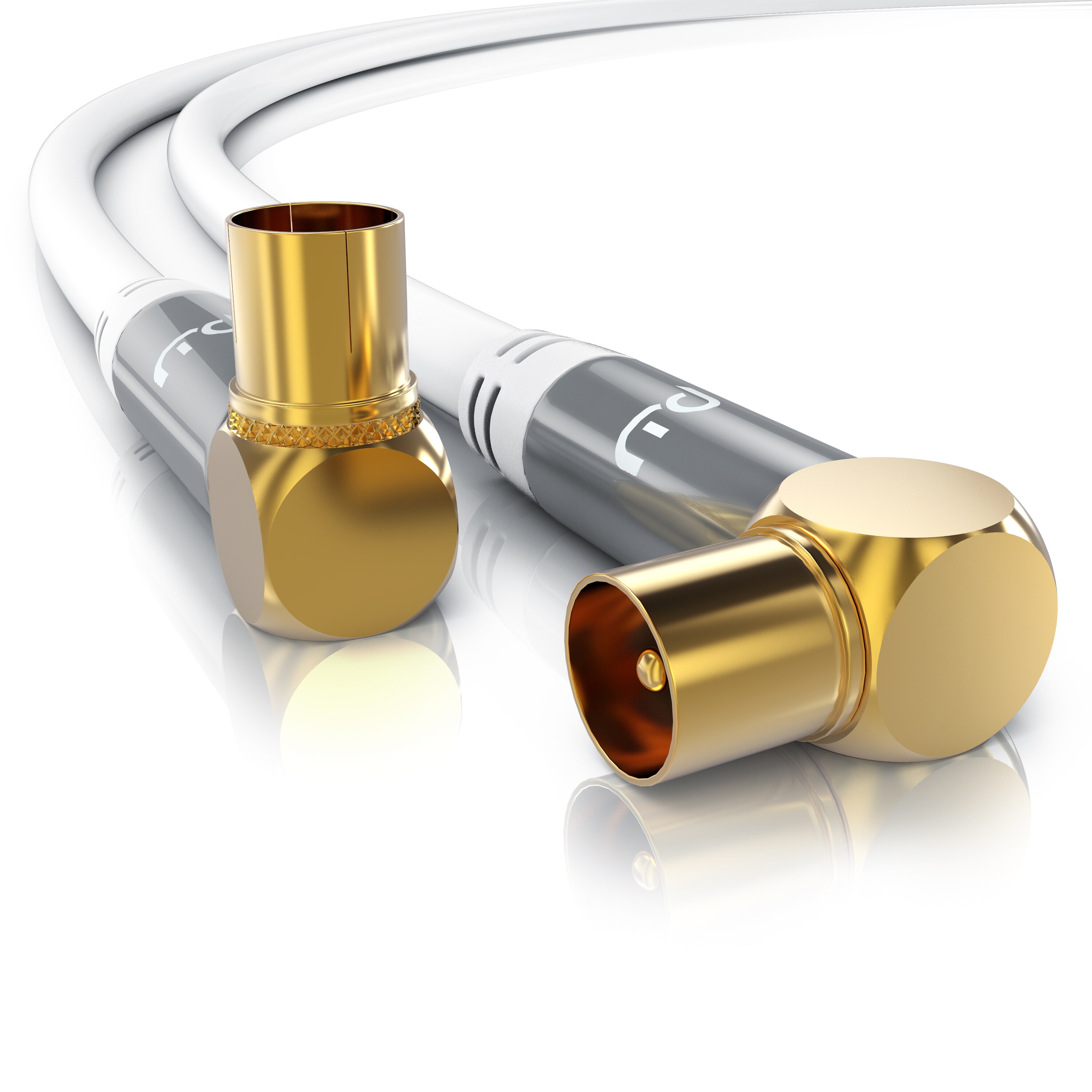 Primewire Antennenkabel 90&deg; gewinkelt, Koax, TV-Kabel, RF, IEC, HDTV, 4-fach Schirmung, 75 Ohm, 120dB - 20m 