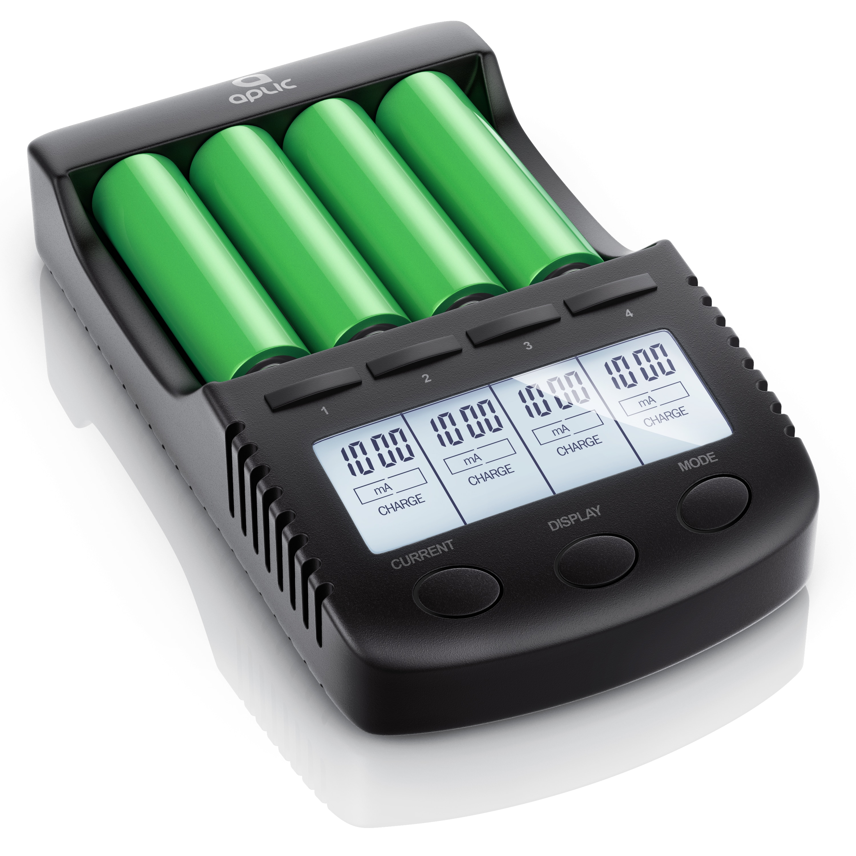 Aplic Batterie-Ladeger&auml;t 1000 mA, f&uuml;r Akku, mit USB-Ladeport f&uuml;r Li-ion / 18650 / Ni-MH / Ni-CD Akkus 