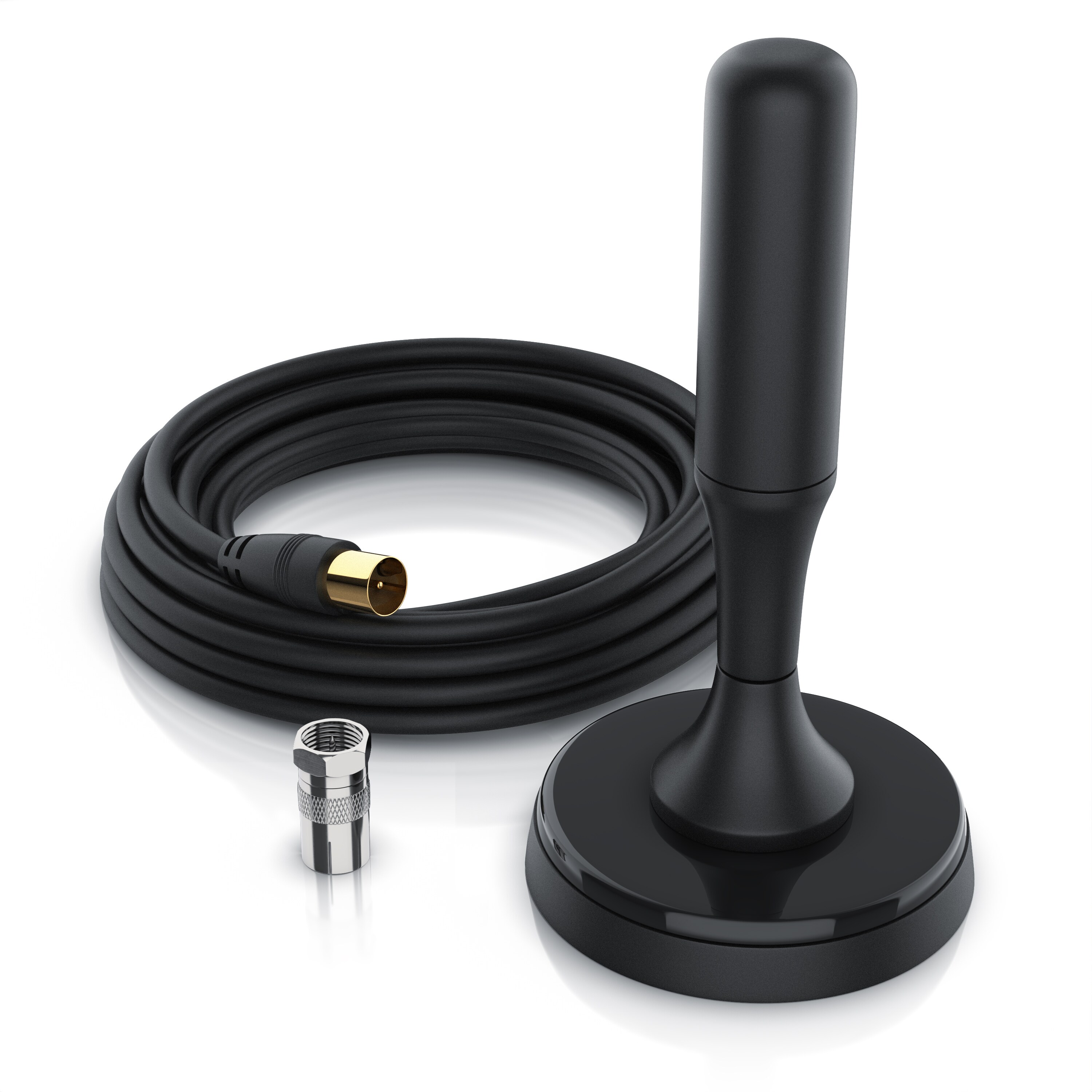 CSL DVB-T, DVB-T2 Stabantenne f&uuml;r Innenbereich, digitale Antenne mit 4m Kabel / inkl. F-Stecker Adapter 