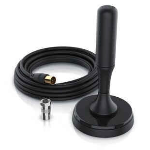 CSL DVB-T, DVB-T2 Stabantenne für Innenbereich, digitale Antenne mit 4m Kabel / inkl. F-Stecker Adapter 