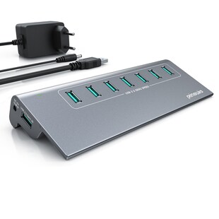 Primewire USB 3.2 Gen2 Hub, 7 Port Verteiler aktiv mit Netzteil, 10 Gbit/s 