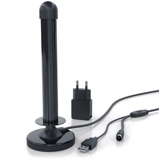 Aplic DVB-T2 HD Antenne aktiv - Digitale HDTV Stabantenne Zimmerantenne Verstärkerantenne - 4 m Kabel USB und Koaxialstecker inkl. USB Netzteil 