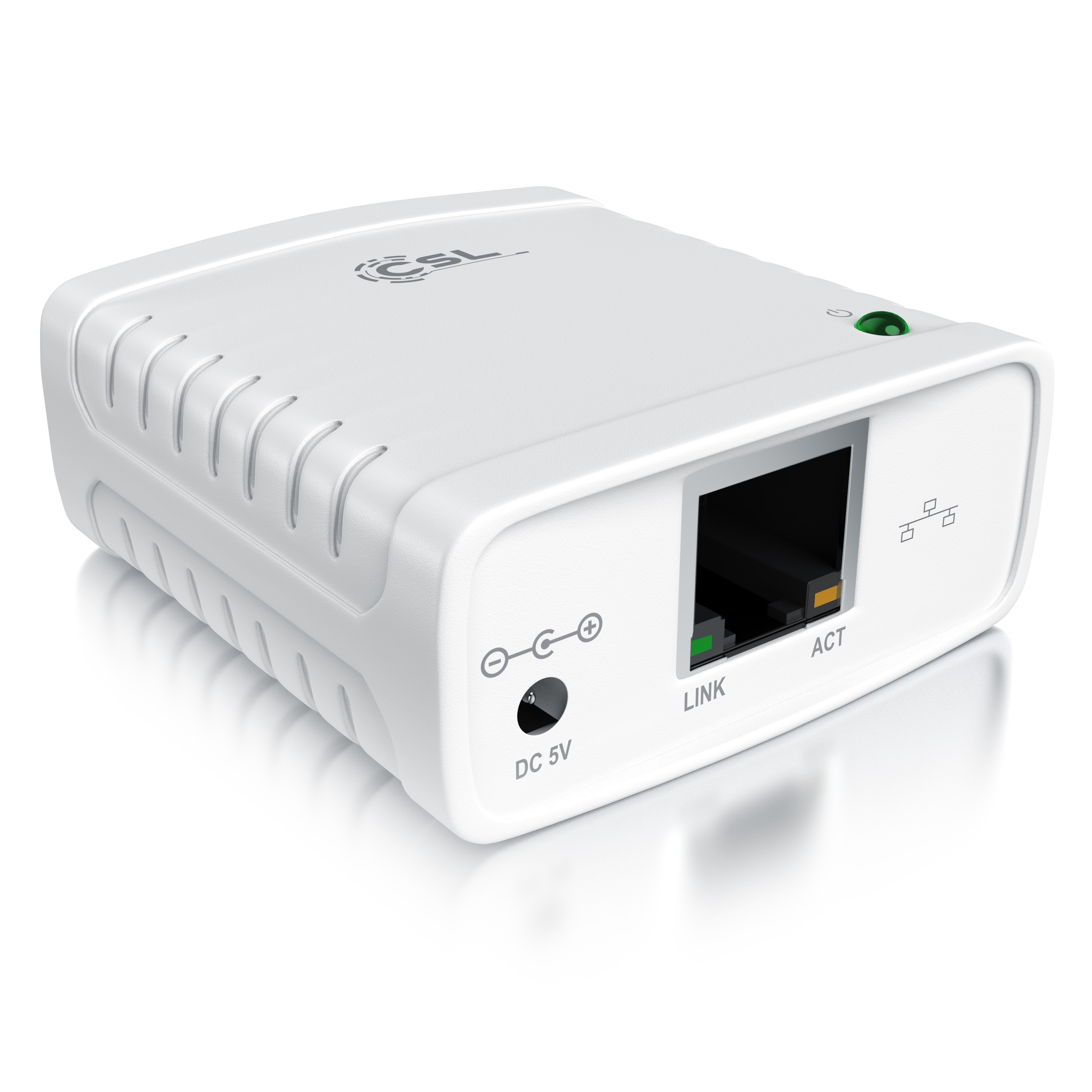 CSL LAN Printserver Druckerserver - Fast Ethernet - USB2.0 High Speed - LRP Print Server f&uuml;r Windows - Netzwerk USB zu RJ45 - DHCP f&auml;hig, TCP/IP 
