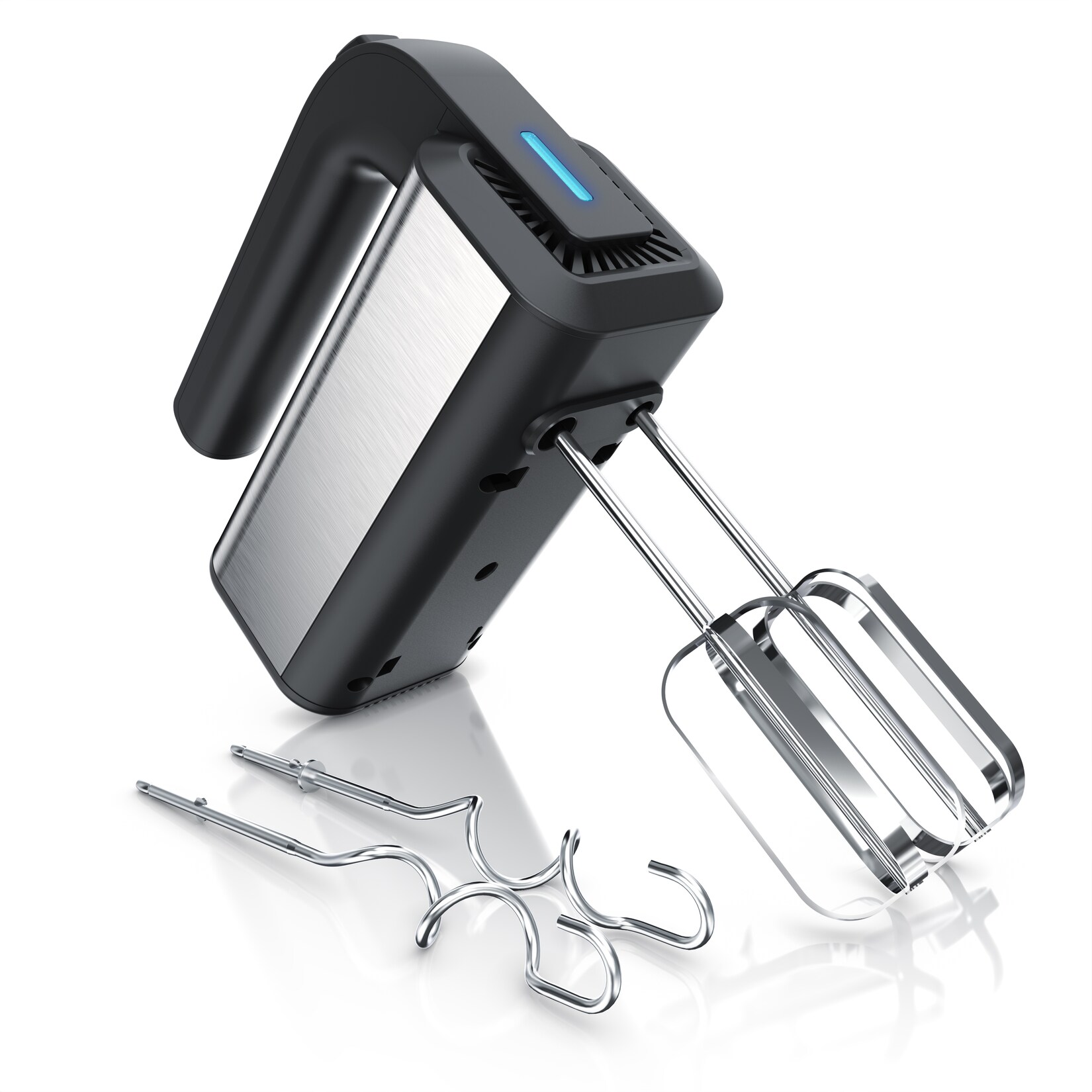 Elektrischer Handmixer - Handrührgerät Handrührer - 5 Geschwindigkeiten -inkl. 2 Rührbesen und 2 Knethaken aus Edelstahl - Soft Touch Gehäuse