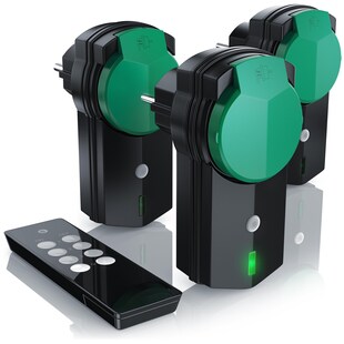 BEARWARE Außenbereich Funksteckdosen Set mit Fernbedienung - 3x Outdoor Funkschalter Steckdosen 