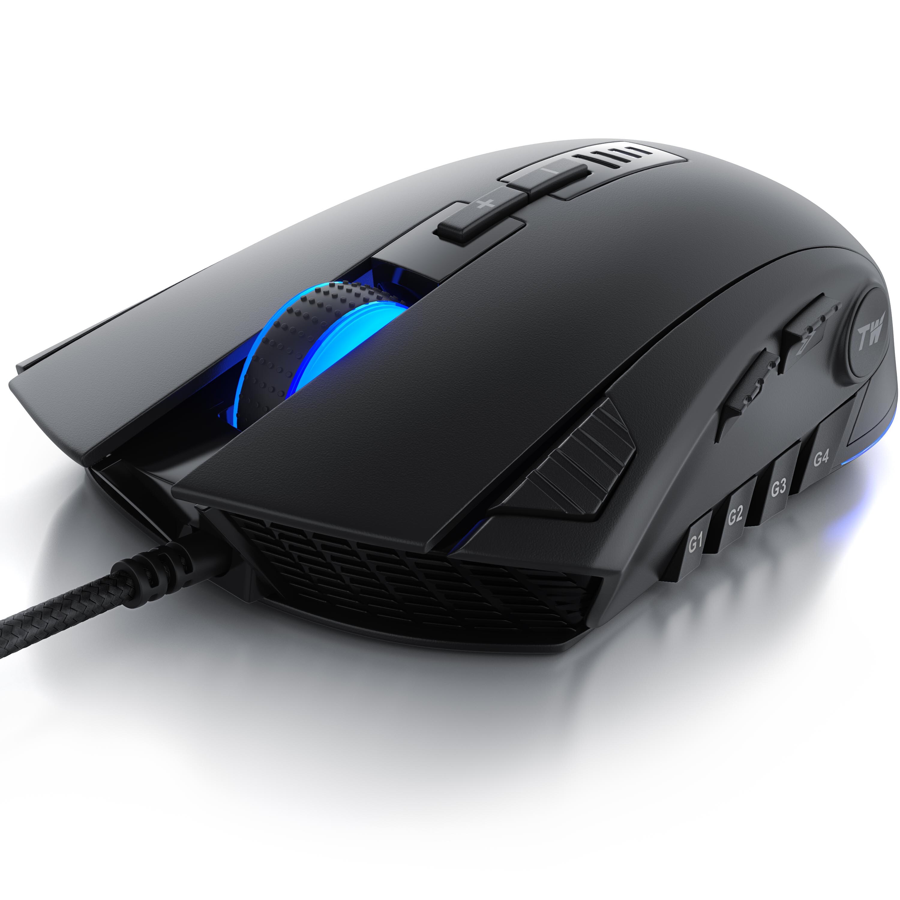 Titanwolf Gaming-Maus kabelgebunden, Gaming Mouse mit 24000 dpi & Gewichtstuning, 12 Tasten. Avago Sensor 