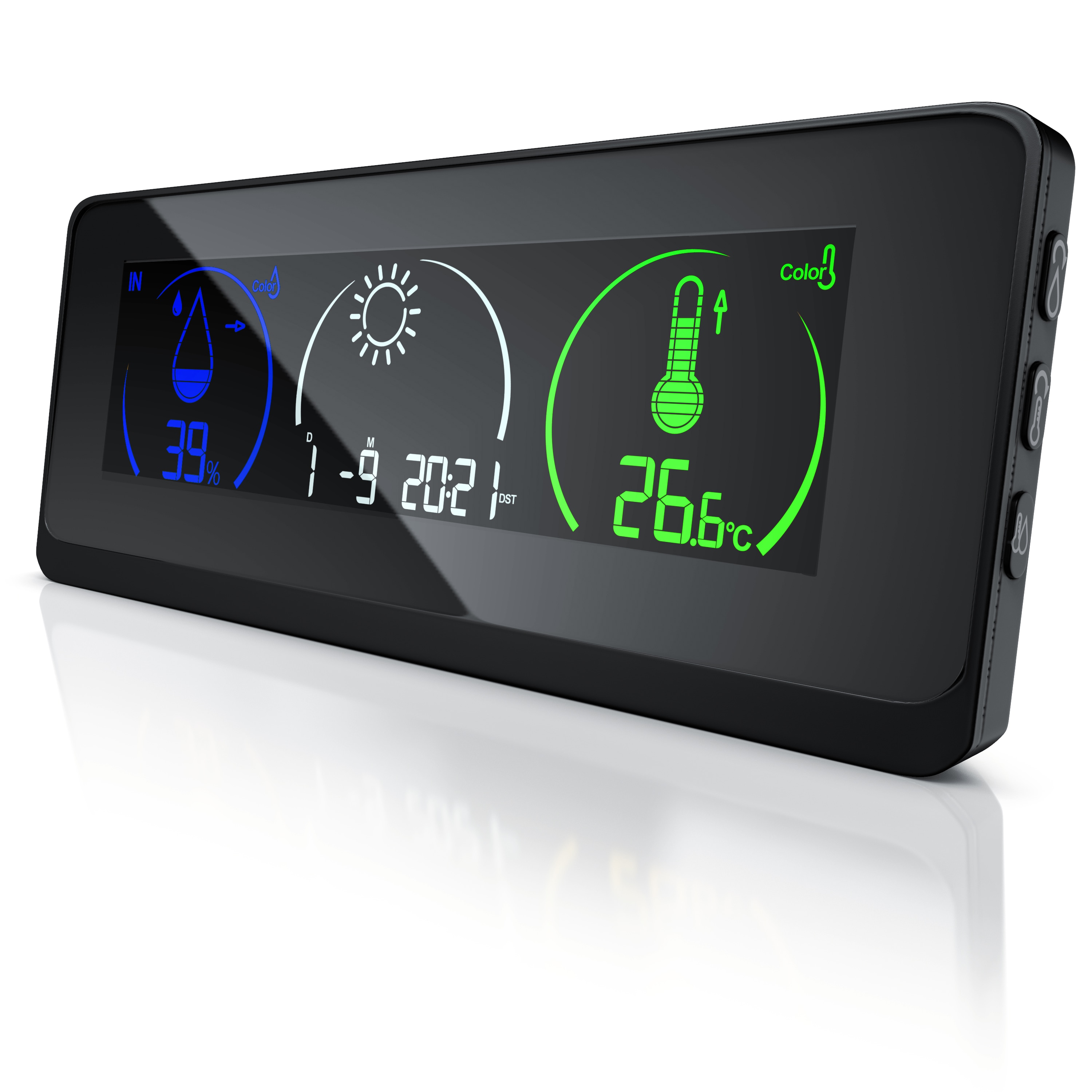 BEARWARE Wetterstation mit Au&szlig;ensensor, Funkwetterstation mit Farbdisplay Wetterstation & Netzteil 