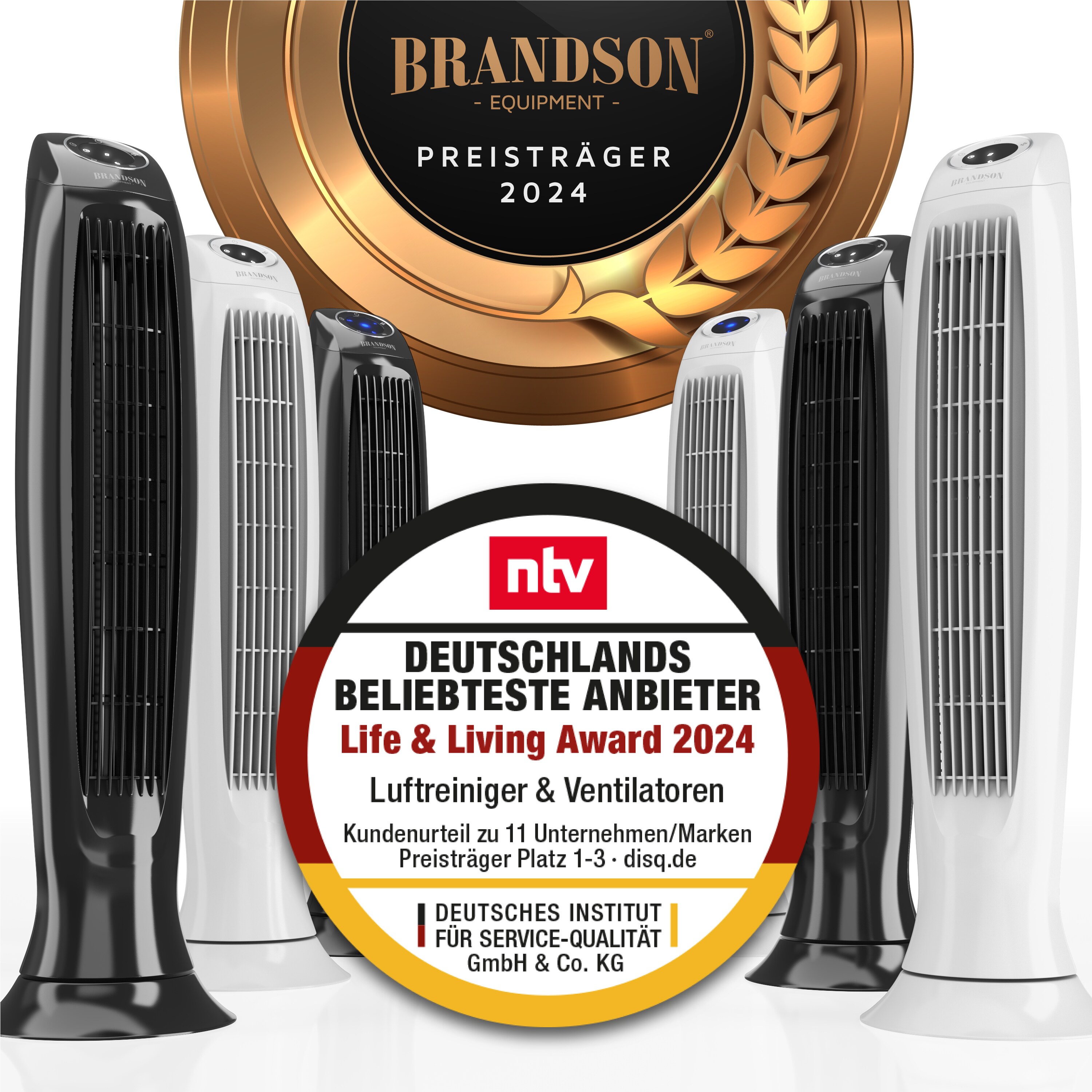 Brandson Turmventilator mit Timer, Silent ECO Green, DC Standventilor mit Fernbedienung, S&auml;ulenventilator inkl. Oszillation, Ventilator, sehr leise 