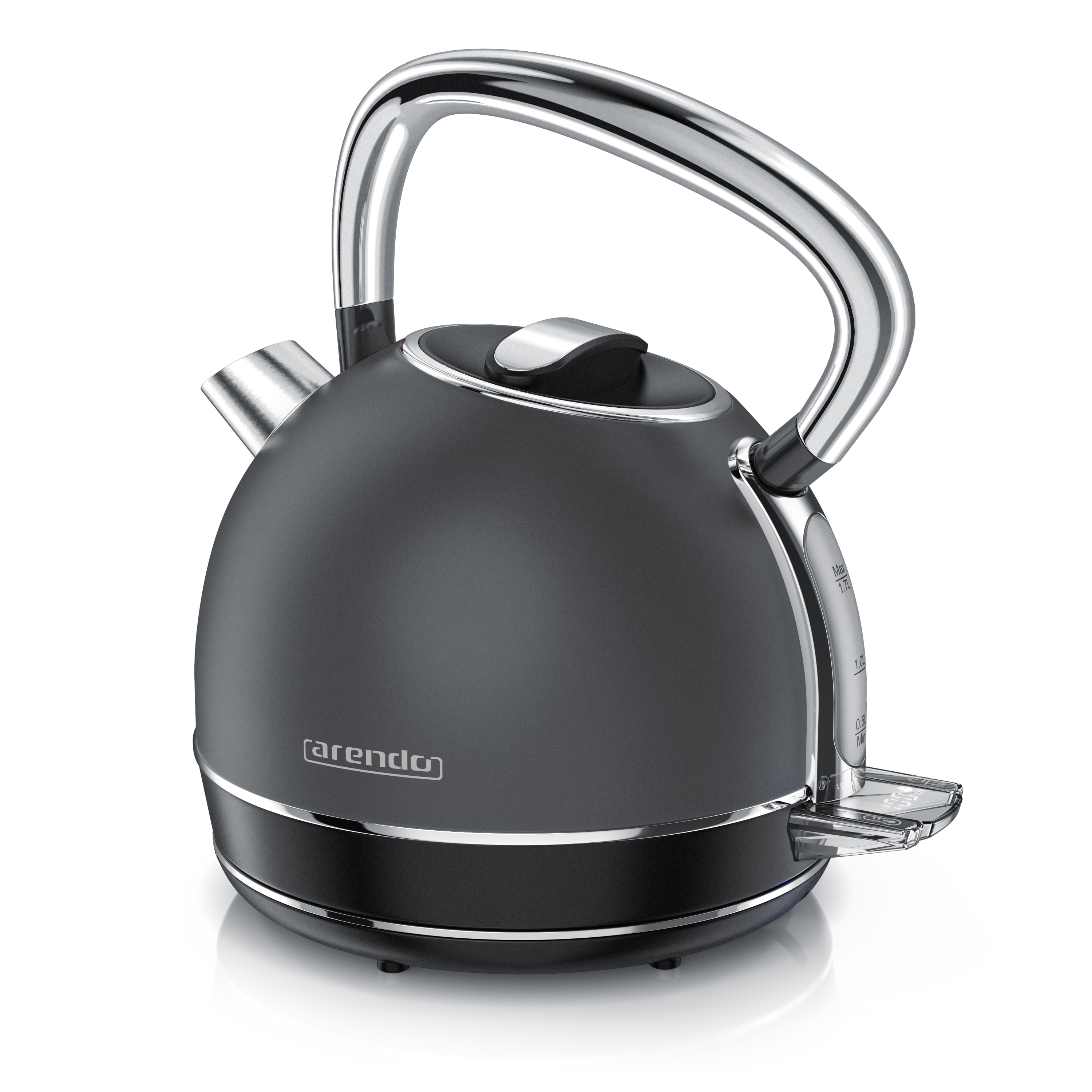 Arendo Wasserkocher mit Temperatureinstellung, 1,7 l, 2200 W, Edelstahl Retro Style Vintage, &Uuml;berhitzung & Trockenkochschutz, grau 