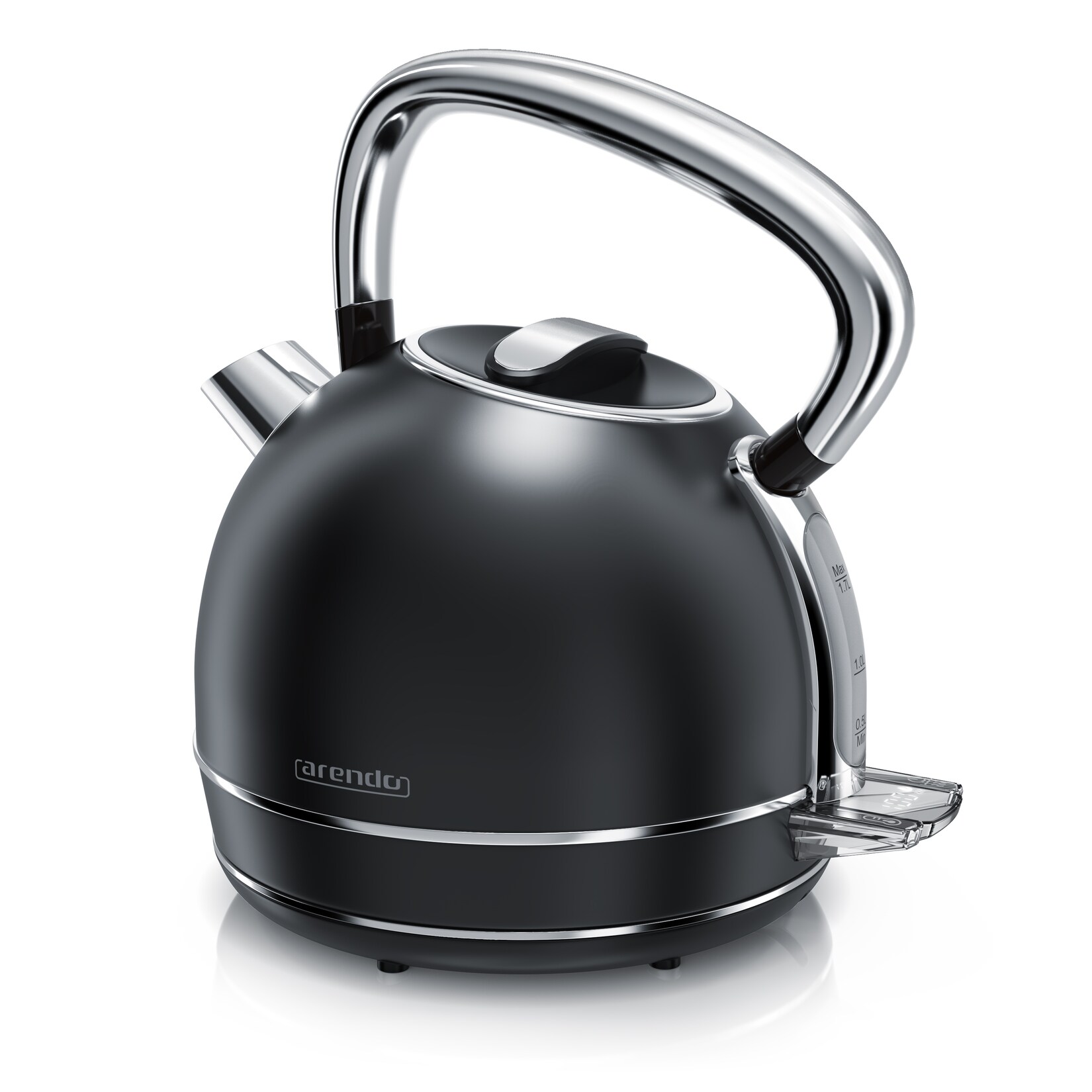 Arendo Wasserkocher mit Temperatureinstellung, 1,7 l, 2200 W, Edelstahl Retro Style Vintage, Überhitzung & Trockenkochschutz, schwarz