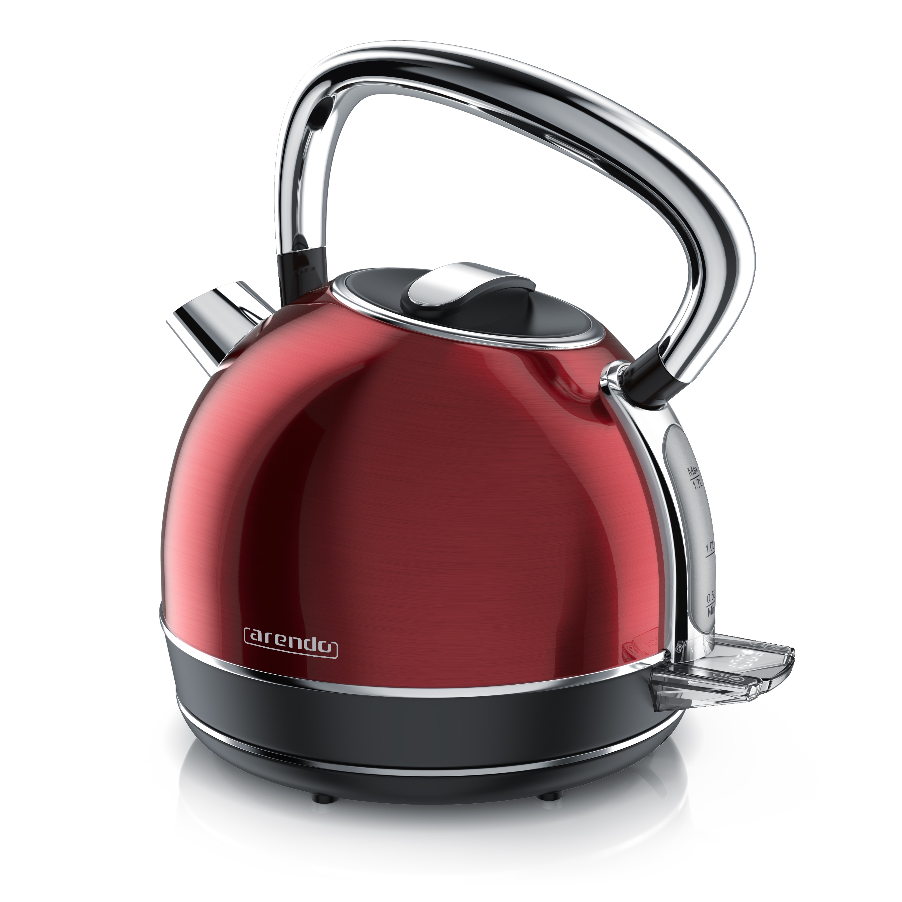 Arendo Wasserkocher mit Temperatureinstellung, 1,7 l, 2200 W, Edelstahl Retro Style Vintage, &Uuml;berhitzung & Trockenkochschutz, schwarz 