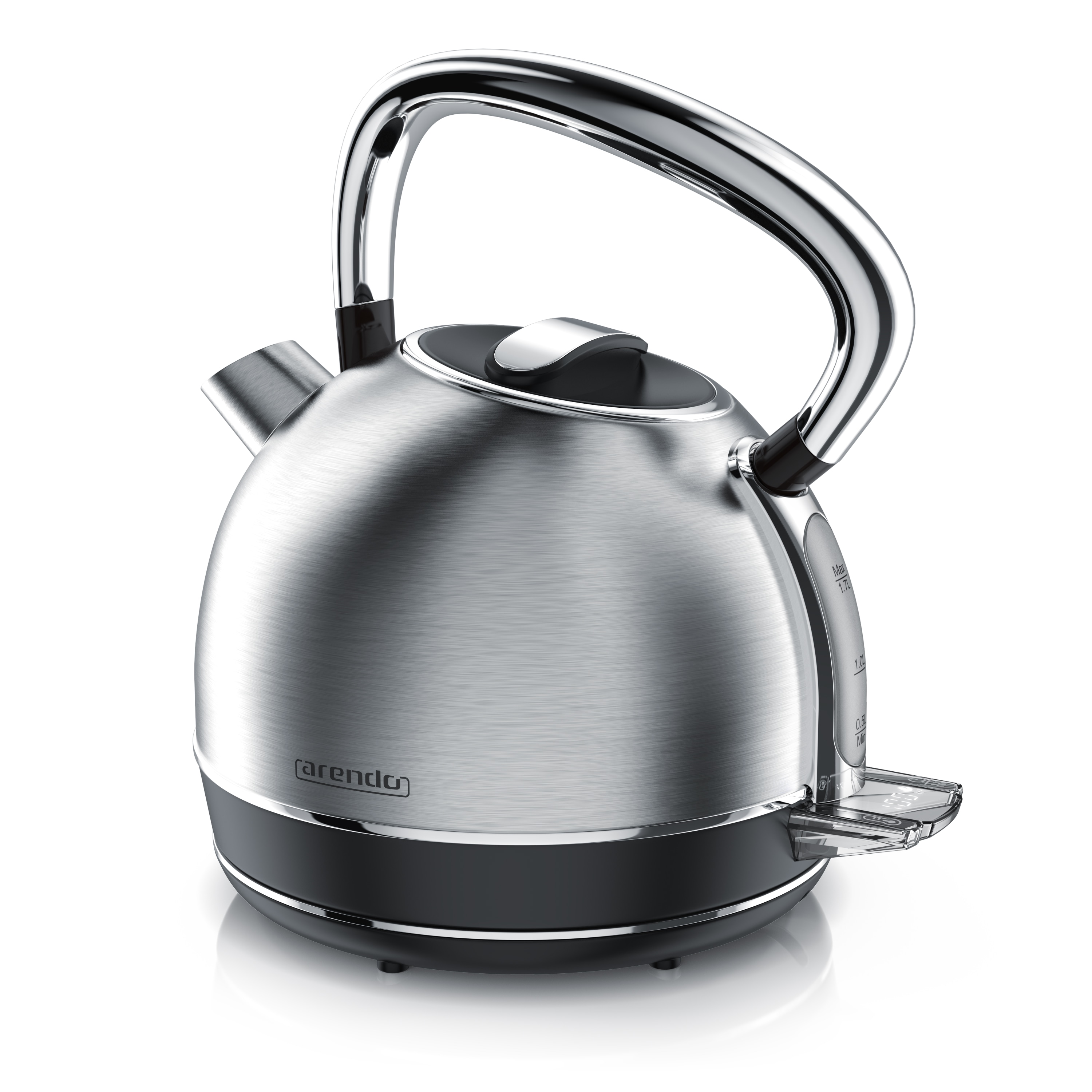 Arendo Wasserkocher mit Temperatureinstellung, 1,7 l, 2200 W, Edelstahl Retro Style Vintage, &Uuml;berhitzung & Trockenkochschutz, silber 