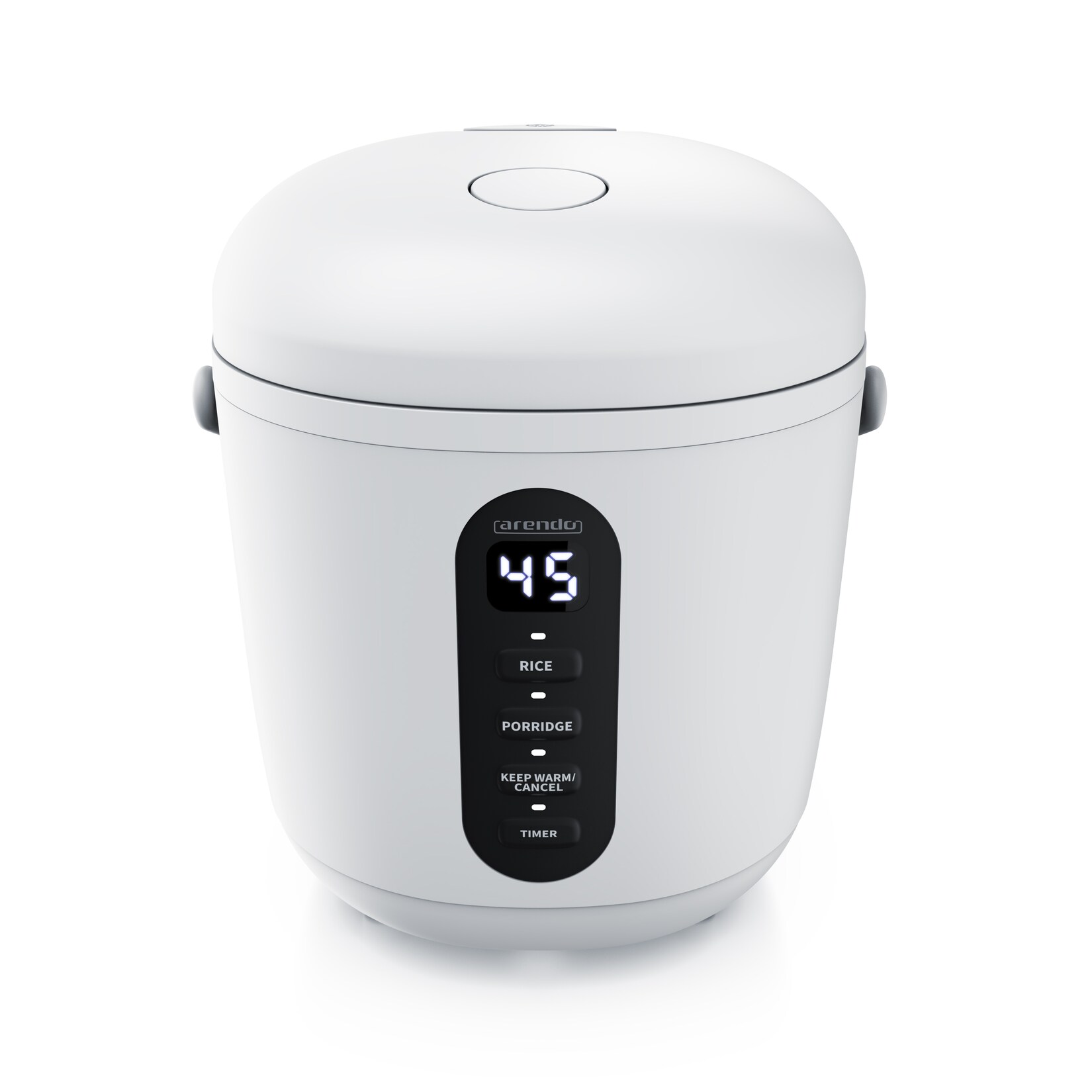 Arendo Reiskocher digital 0,8L mit Messbecher & Reislöffel, 2 Kochprogramme, Warmhaltefunktion, Timer, 300W, Weiß