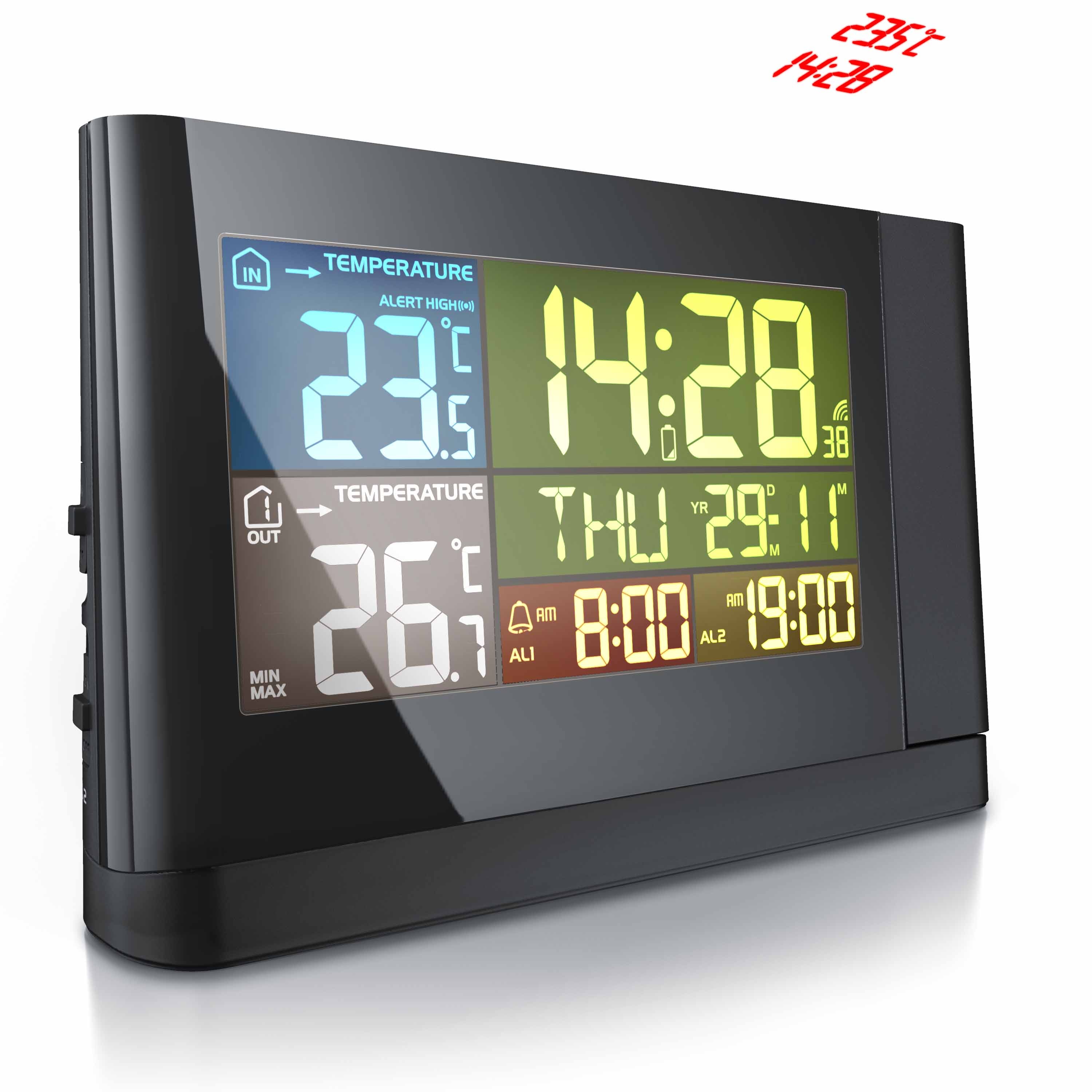 BEARWARE Wetterstation mit Au&szlig;ensensor, Funkwetterstation mit Projektion (um 180&deg; drehbar) & Farbdisplay 