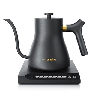 Arendo Edelstahl Wasserkocher mit Temperatureinstellung, 40° bis 100°, Warmhaltefunktion, Zwischenmessungen, 0,5 Liter, asiatisches Design 