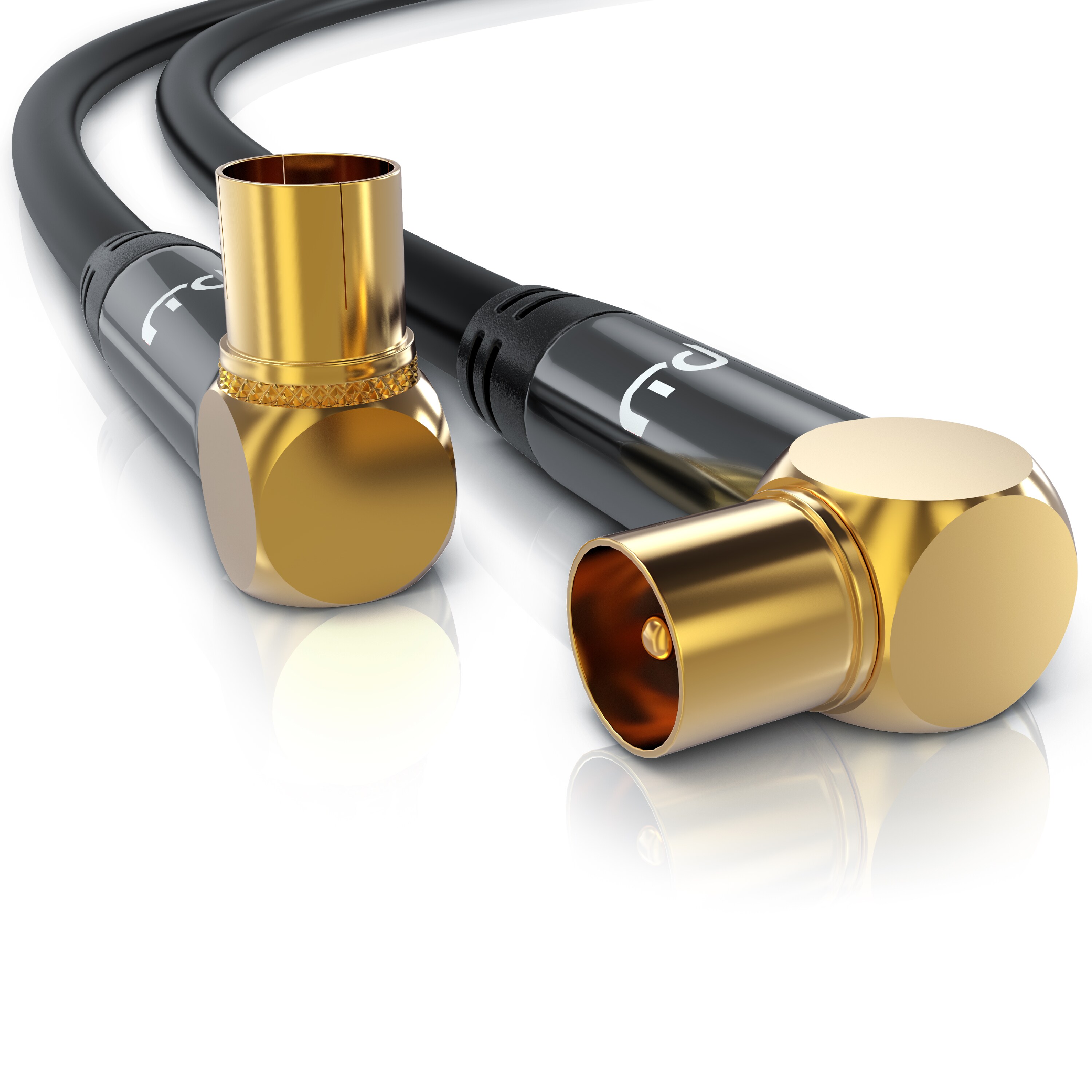 Primewire Antennenkabel 90&deg; gewinkelt, Koax, TV-Kabel, RF, IEC, HDTV, 4-fach Schirmung, 75 Ohm, 120dB - 15m 