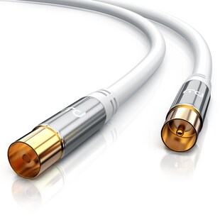 Primewire HDTV Antennenkabel mit 4-fach Schirmung IEC-Stecker zu RF-Buchse / 75 Ohm / 135dB - 15 m 