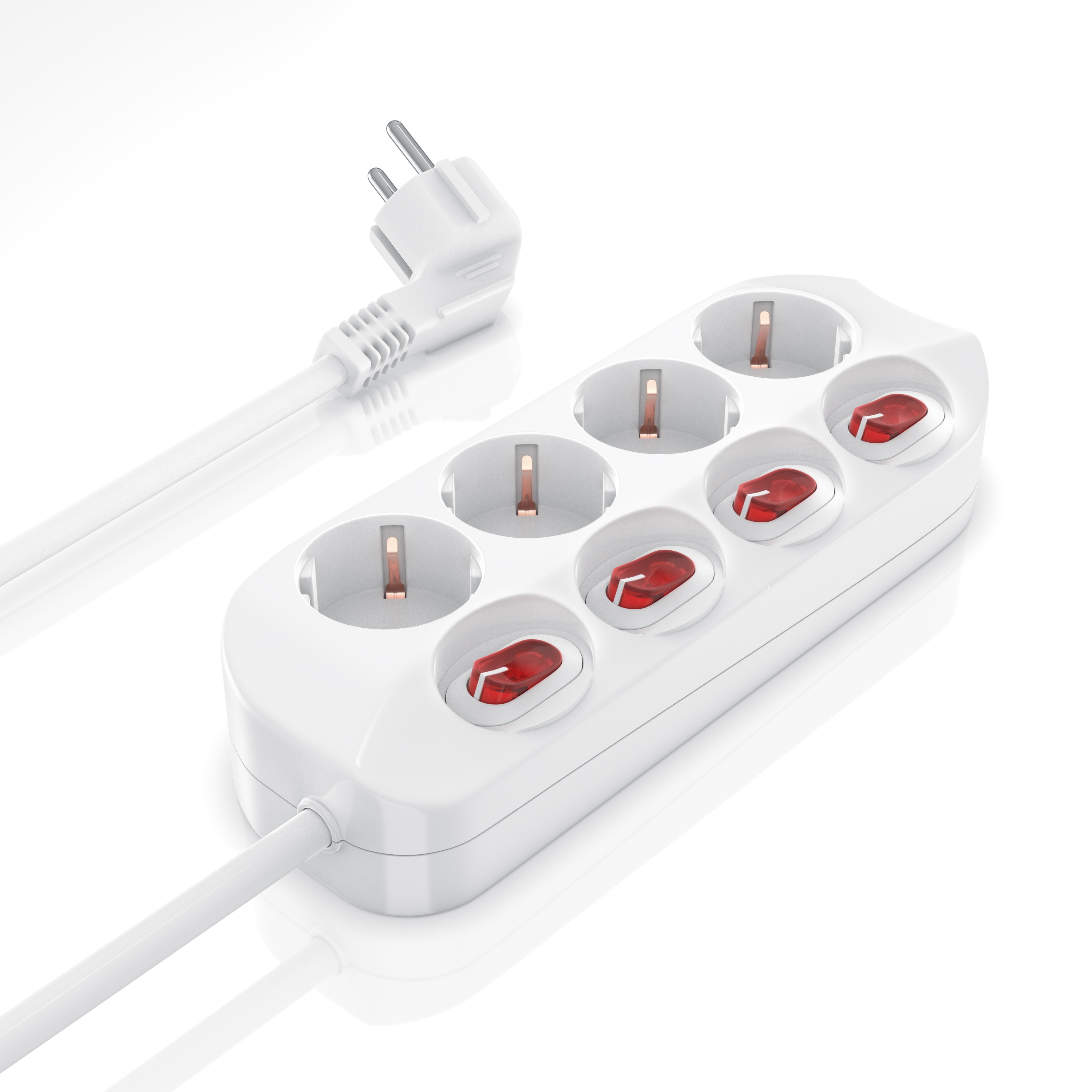 BEARWARE Steckdosenleiste Mehrfachsteckdose Steckerleiste 3680W, 4-fach 