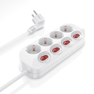 BEARWARE Steckdosenleiste Mehrfachsteckdose Steckerleiste 3680W, 4-fach 