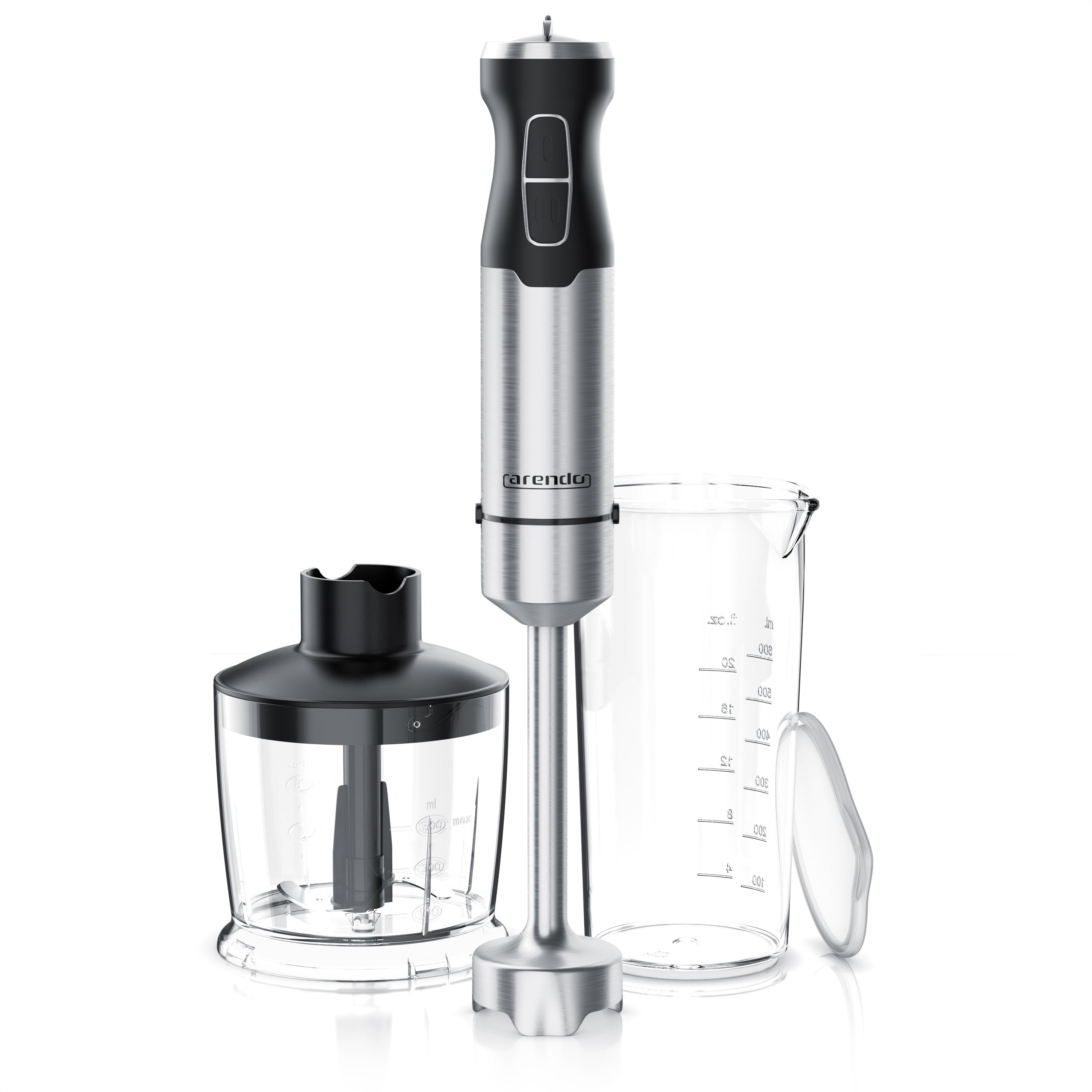 Arendo Edelstahl Stabmixer Set - vierfl&uuml;geliges Messer - P&uuml;rierstab - Variabler Geschwindigkeitsregler 