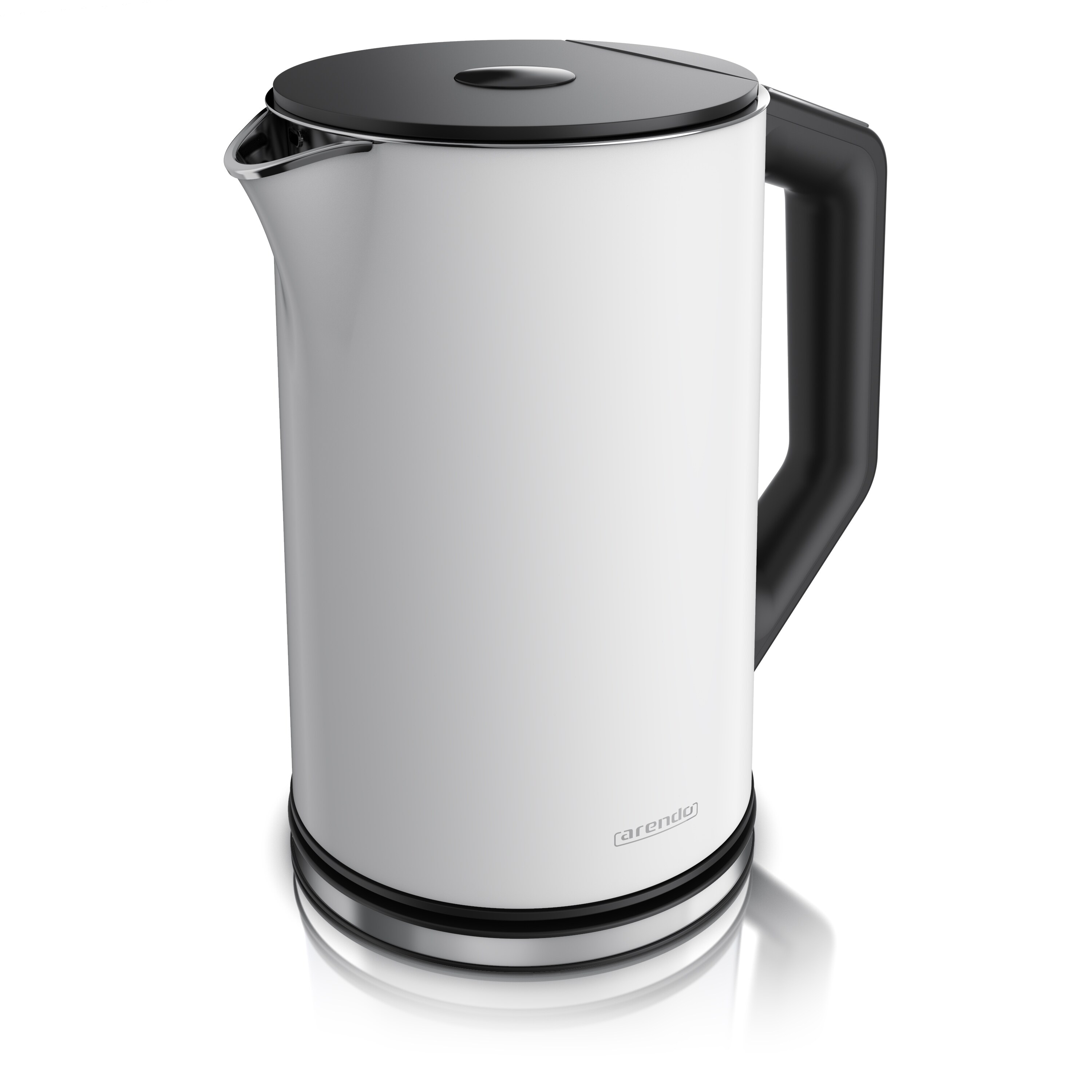 Arendo Wasserkocher 1,5 l 2200 W, Edelstahl, Doppelwand, Temperaturwahl 40 - 100&deg;C mit Anzeige, wei&szlig; matt 