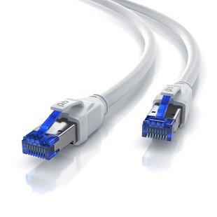 Primewire Patchkabel CAT 8 mit Baumwollummantelung - Gigabit Ethernet LAN Kabel - 40 Gbit/s - S/FTP PIMF Schirmung - Netzwerkkabel - 10m 
