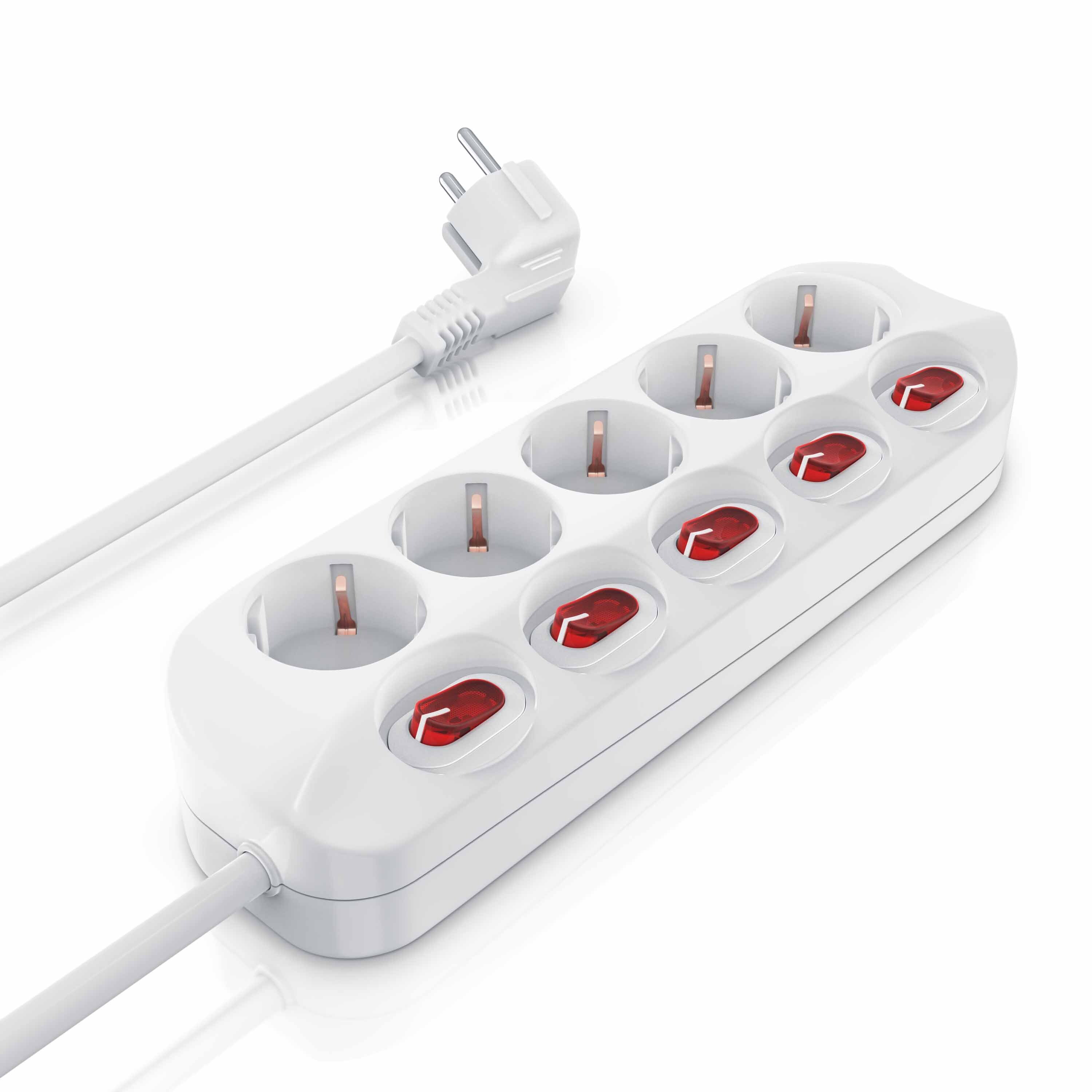 BEARWARE Steckdosenleiste Mehrfachsteckdose Steckerleiste 3680W, 5-fach 