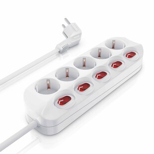 BEARWARE Steckdosenleiste Mehrfachsteckdose Steckerleiste 3680W, 5-fach 