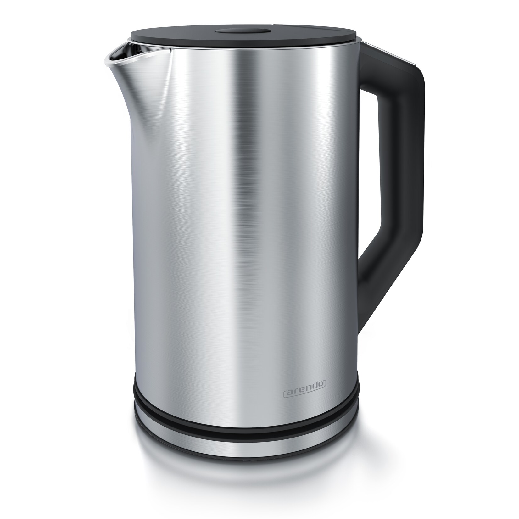 Arendo Wasserkocher 1,5 l 2200 W, Edelstahl, Doppelwand, Temperaturwahl 40 - 100°C mit Anzeige, silber