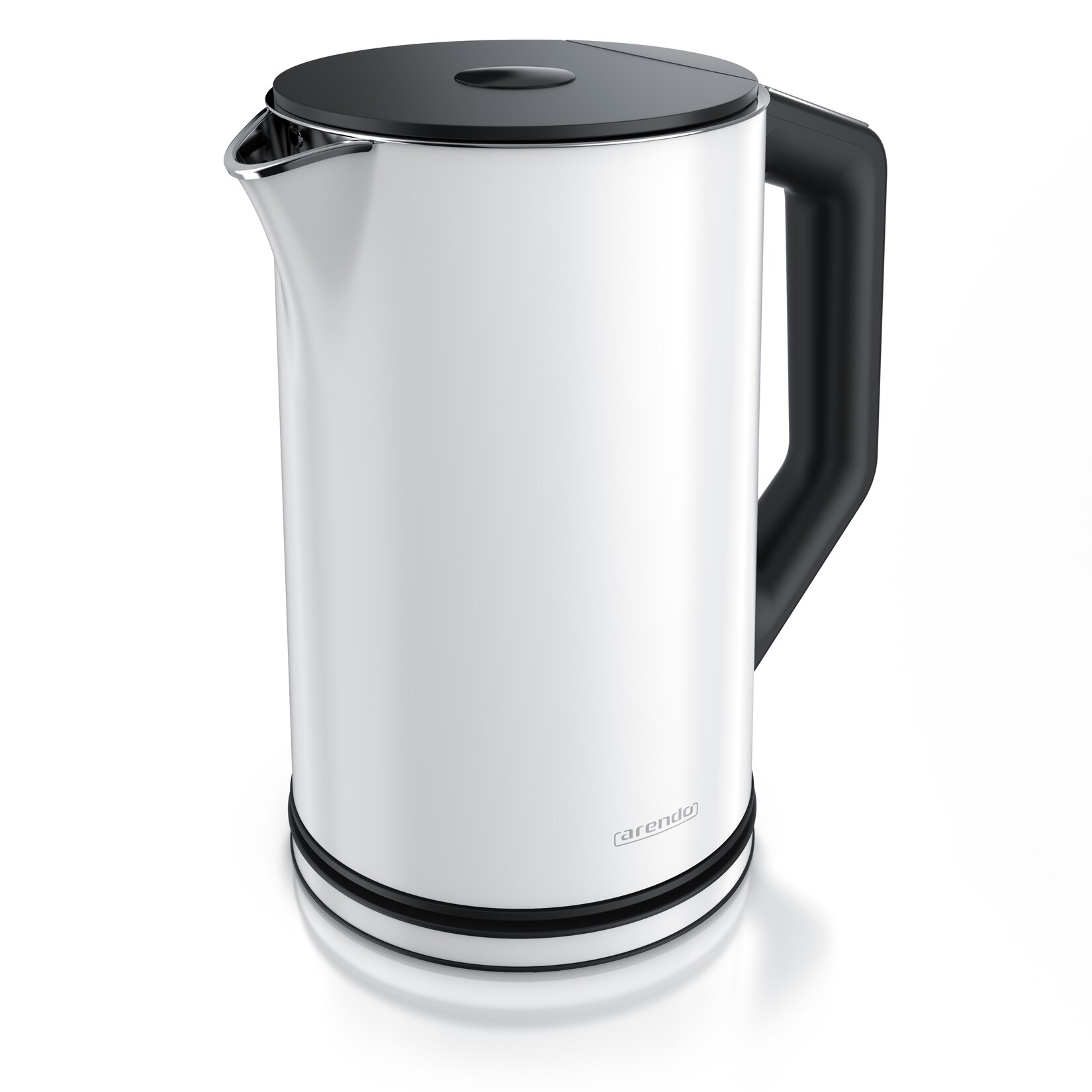 Arendo Wasserkocher 1,5 l 2200 W, Edelstahl, Doppelwand, Temperaturwahl 40 - 100°C mit Anzeige, weiß