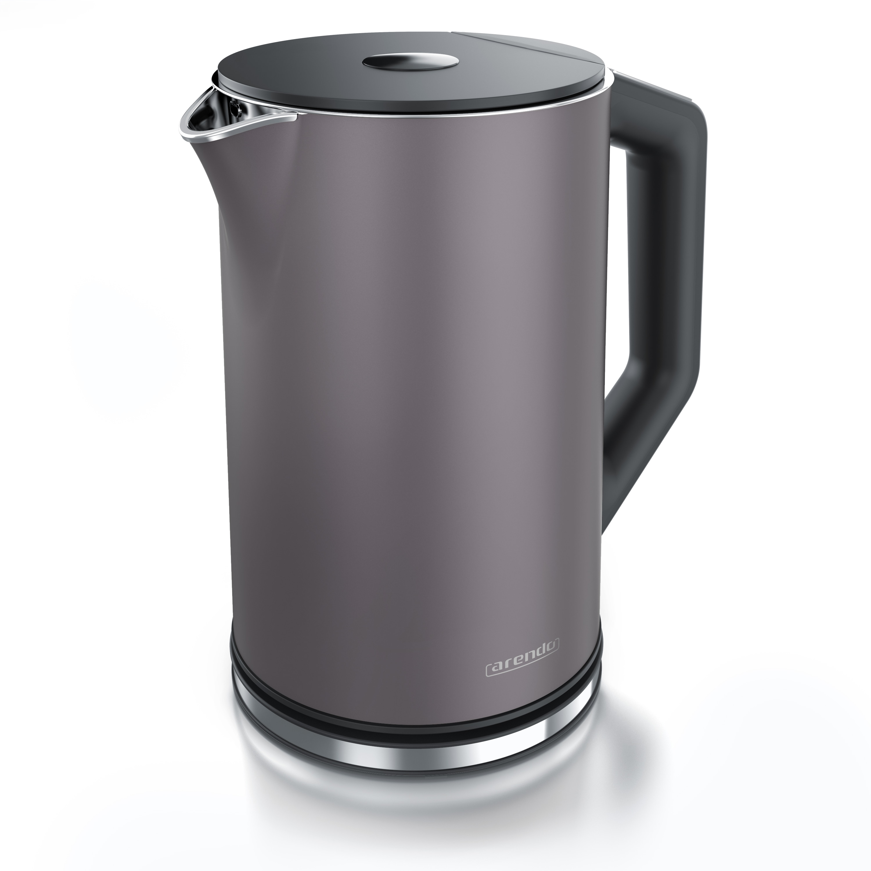 Arendo Wasserkocher 1,5 l 2200 W, Edelstahl, Doppelwand, Temperaturwahl 40 - 100&deg;C mit Anzeige, vulkangrau 