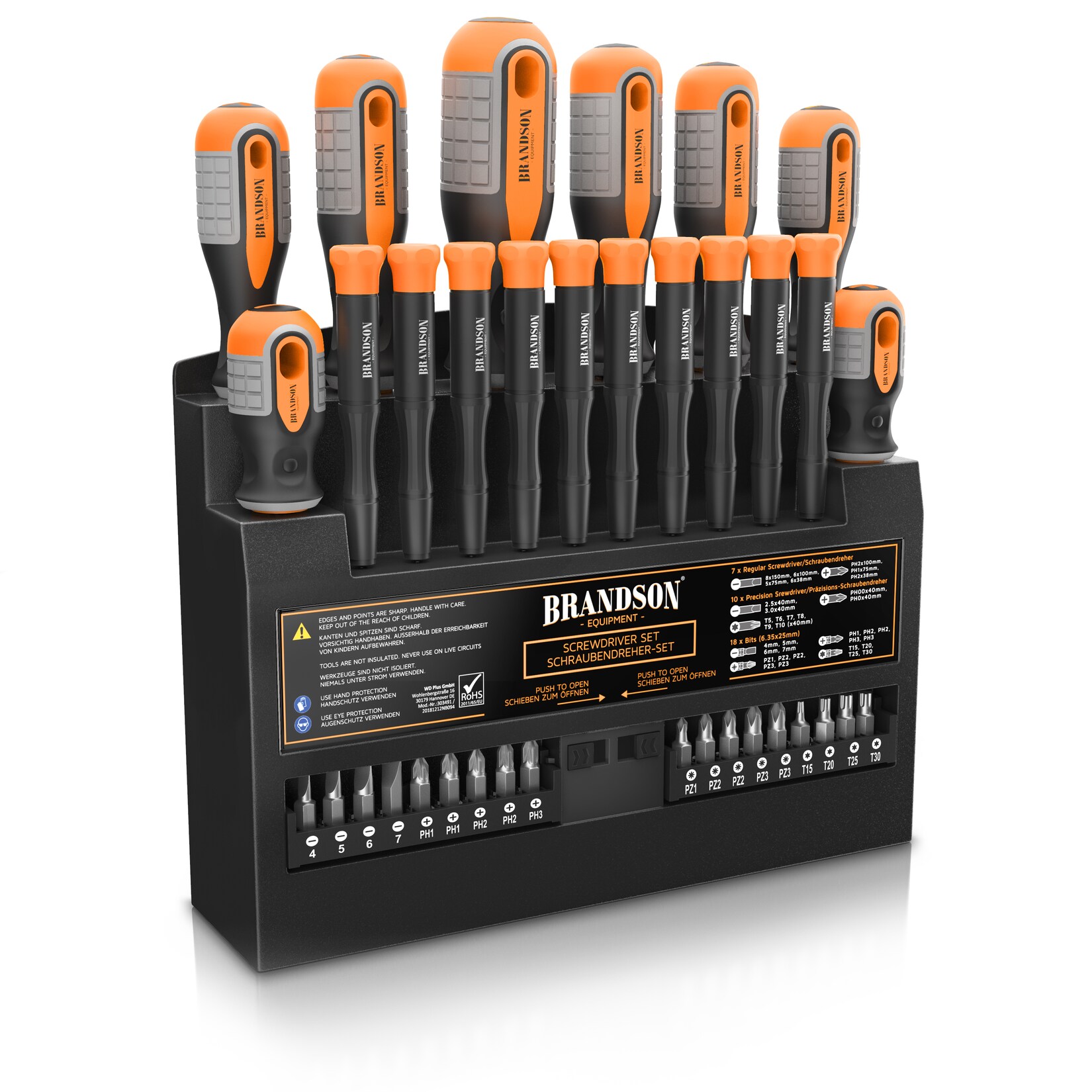 Brandson Schraubendreher Set 36 teilig - Chrom Vanadium - magnetisch - 18 Bits mit Bithalter - Schlitz und Kreuzschlitz Schraubendreher - …