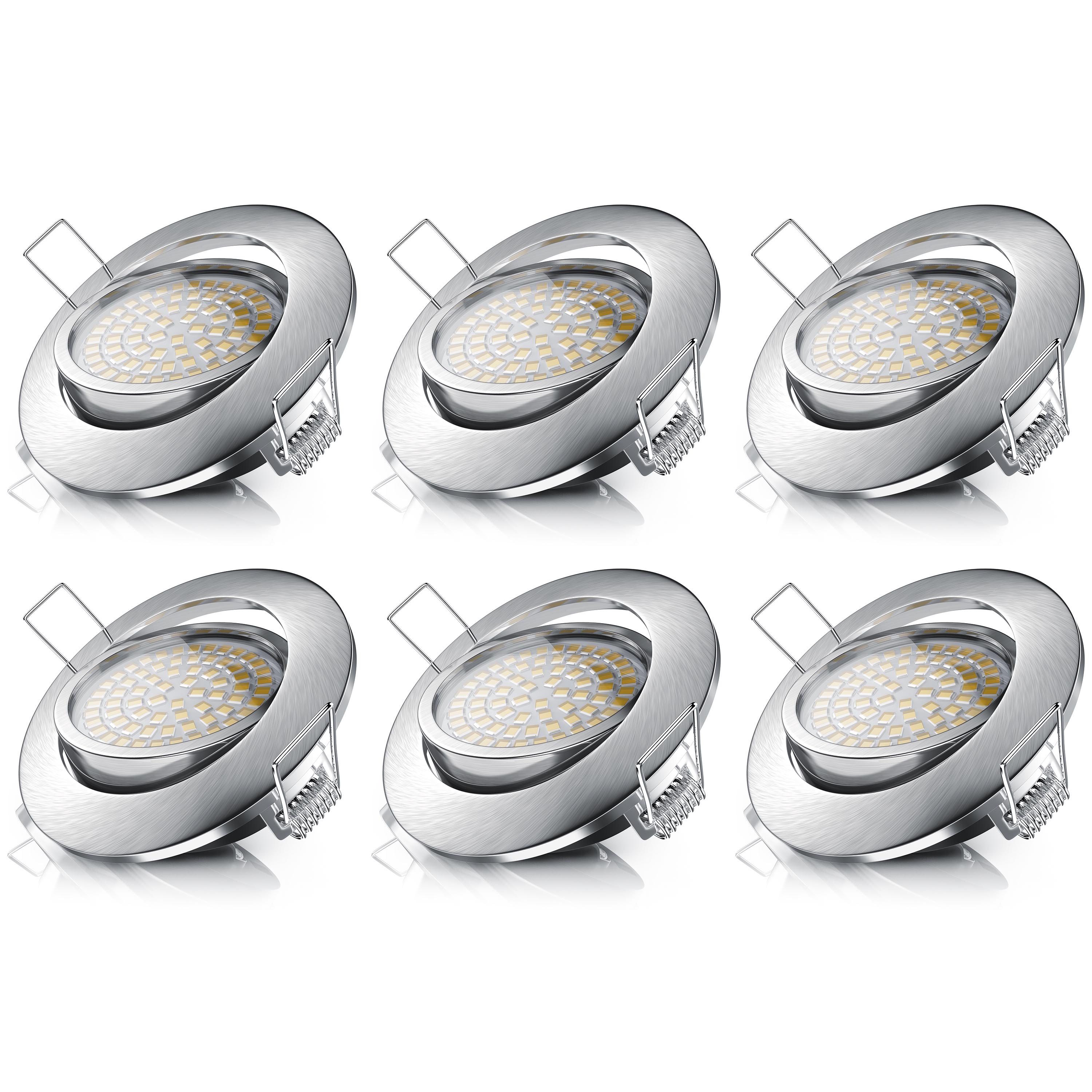 Brandson 6x LED Einbaustrahler, dimm- und schwenkbarer Deckenspot mit Aluminium Rahmen / Warmwei&szlig; 