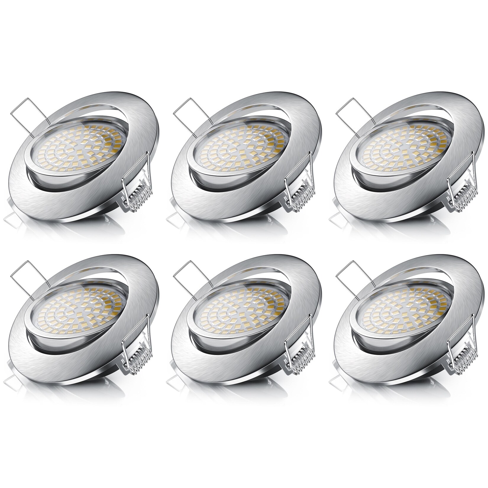 Brandson 6x LED Einbaustrahler, dimm- und schwenkbarer Deckenspot mit Aluminium Rahmen / Warmweiß