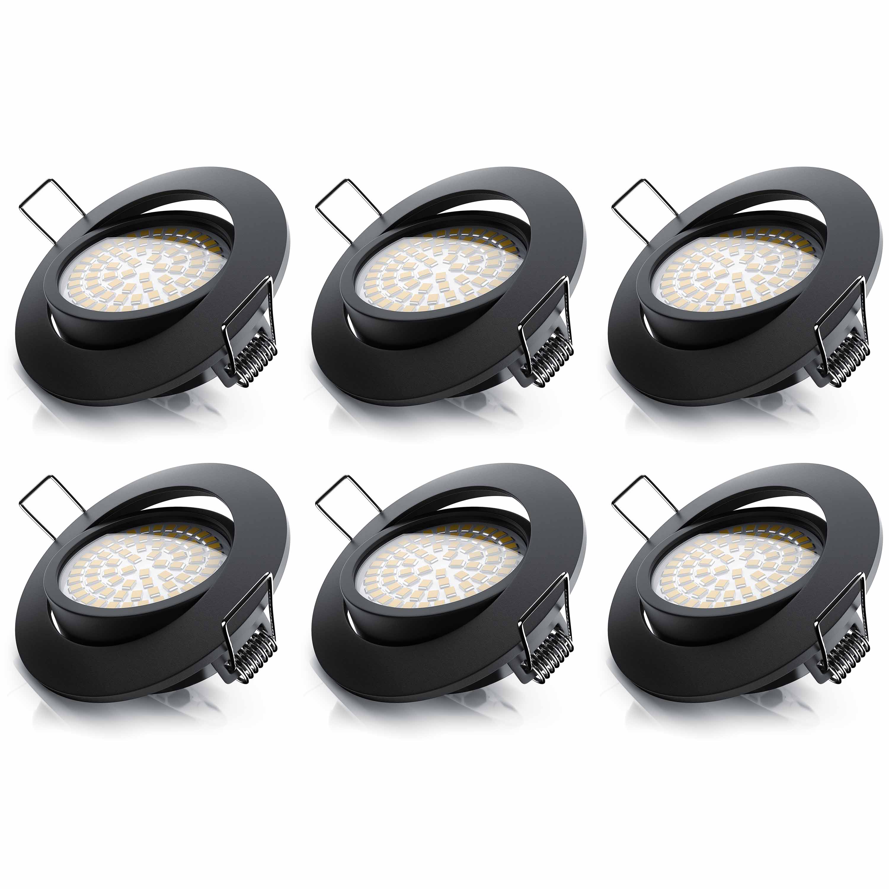 Brandson 6x LED Deckenspots dimmbar & schwenkbar Einbaustrahler mit Aluminium Rahmen in schwarz 