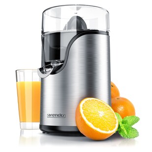 Arendo Zitruspresse, Zitronenpresse elektrisch, Siebeinsatz, Zitronen Presse, silber/schwarz 
