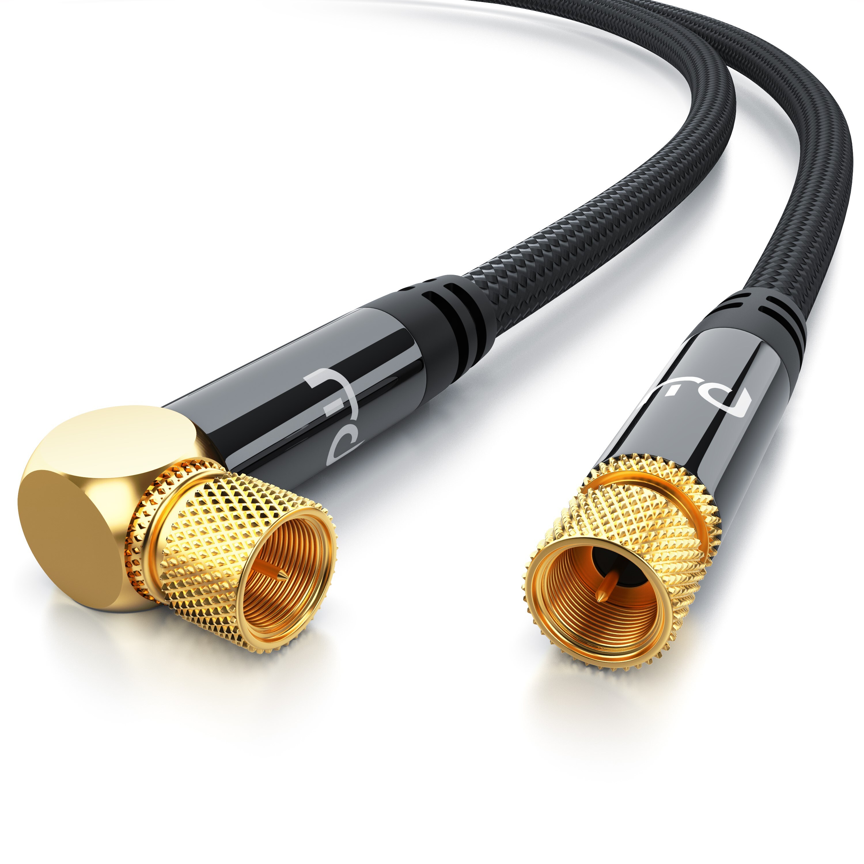 Primewire HDTV Satellitenkabel gewinkelt mit Braiding - 135Db - 75 Ohm - Stoffummantelung - 20 m 