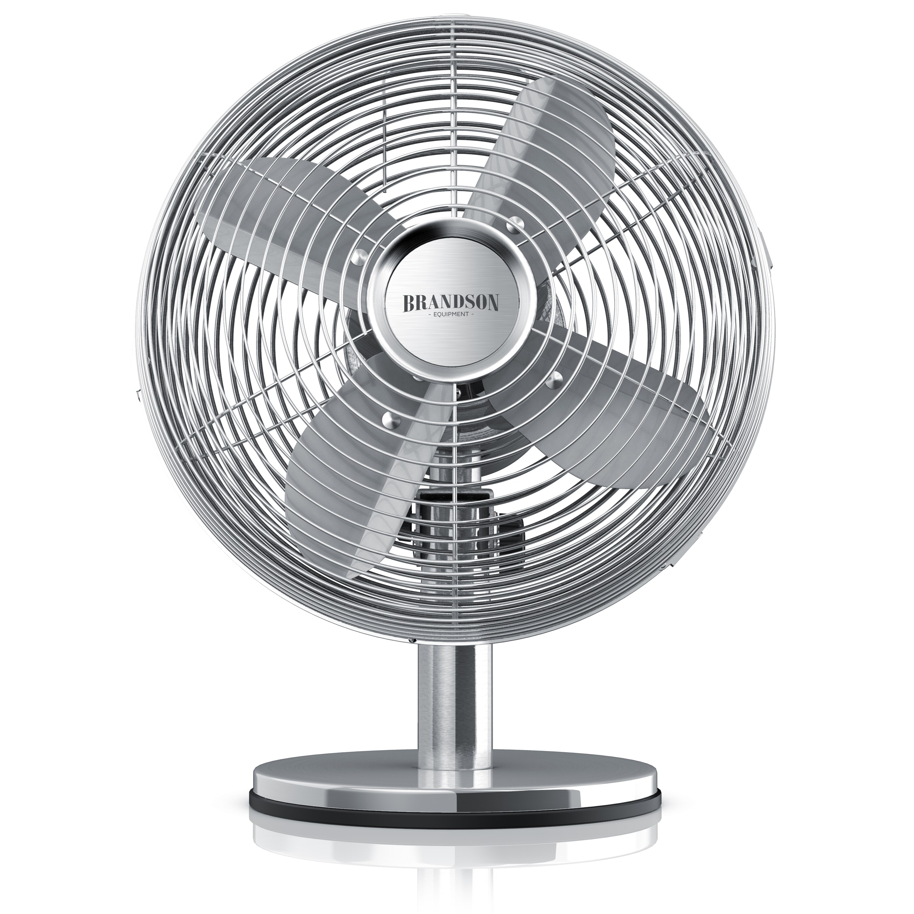 Brandson 30W Tischventilator Retro Style, Ventilator, Oszillation 80&deg;, Neigungswinkel ca. 40&deg;, 3 Geschwindigkeiten, Chrome Line 