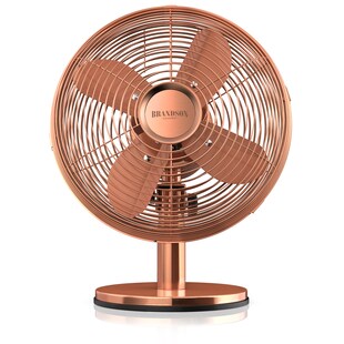 Brandson Tischventilator, Ventilator mit 3 Leistungsstufen, mobiler Lüfter im Retro Design, Zuschaltbare 80° Oszillation, Neigungswinkel ca. 40° 