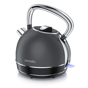 Arendo - Wasserkocher Retro Edelstahl Teekessel im Vintage Style - max. 2200 Watt - austauschbarer Kalkfilter - Füllmenge max. 1.7 Liter 
