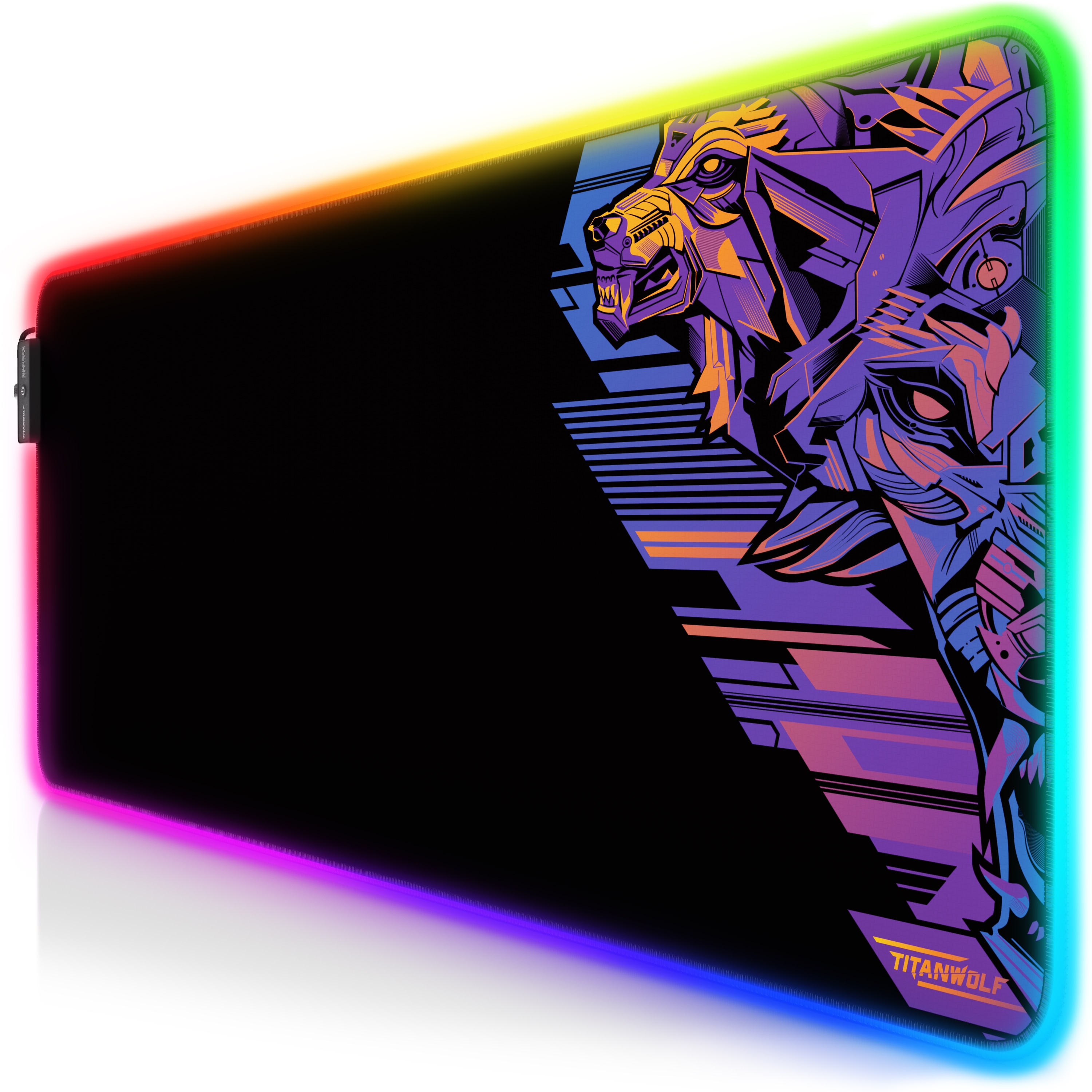 Titanwolf RGB Gaming Mauspad, Mousepad XL 800 x 300mm verbessert Pr&auml;zision & Geschwindigkeit, Vector Gradient 