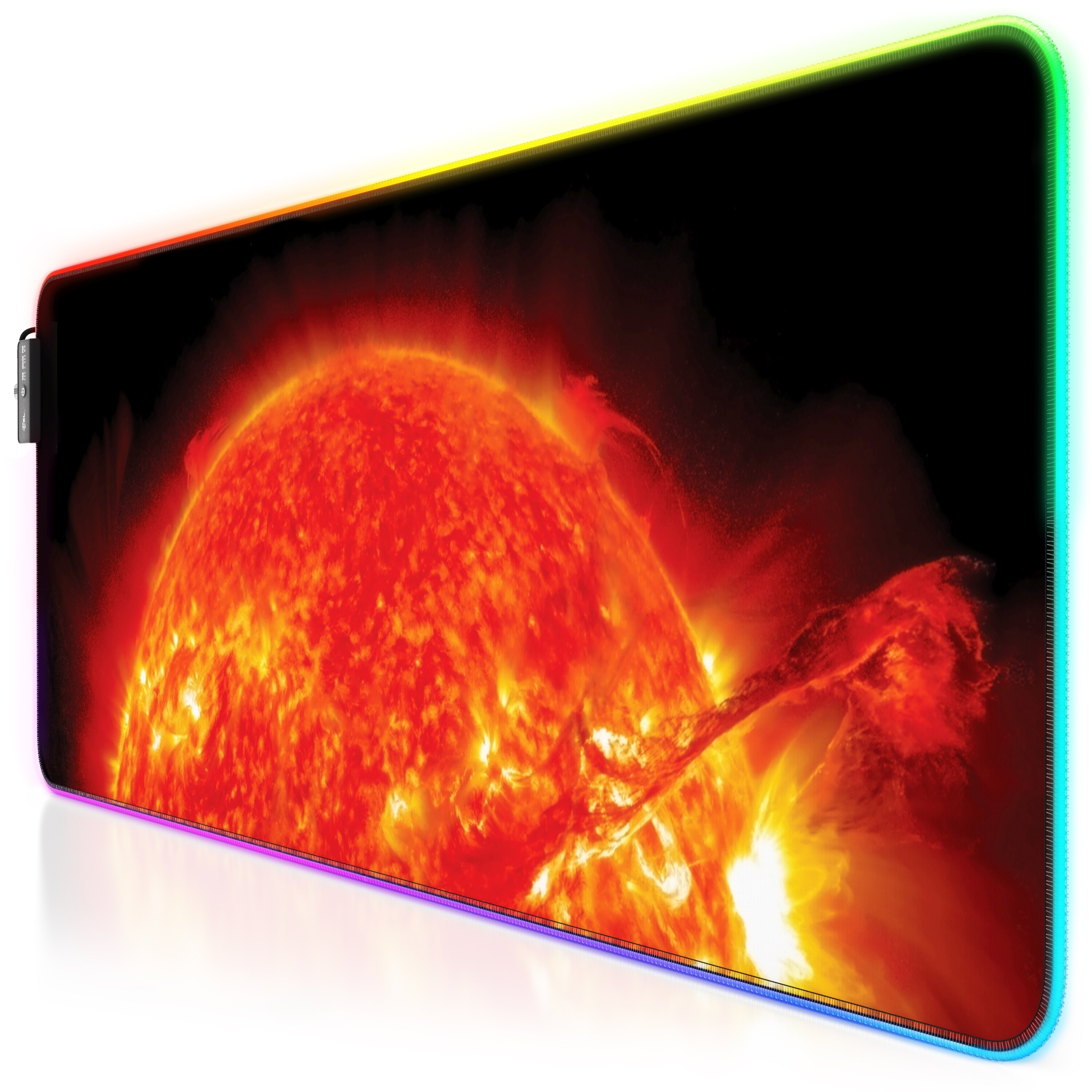 CSL RGB Gaming Mauspad, Gaming Mauspad - 800 x 300 mm XL Mousepad - LED Multi Color, Rote Sonne 