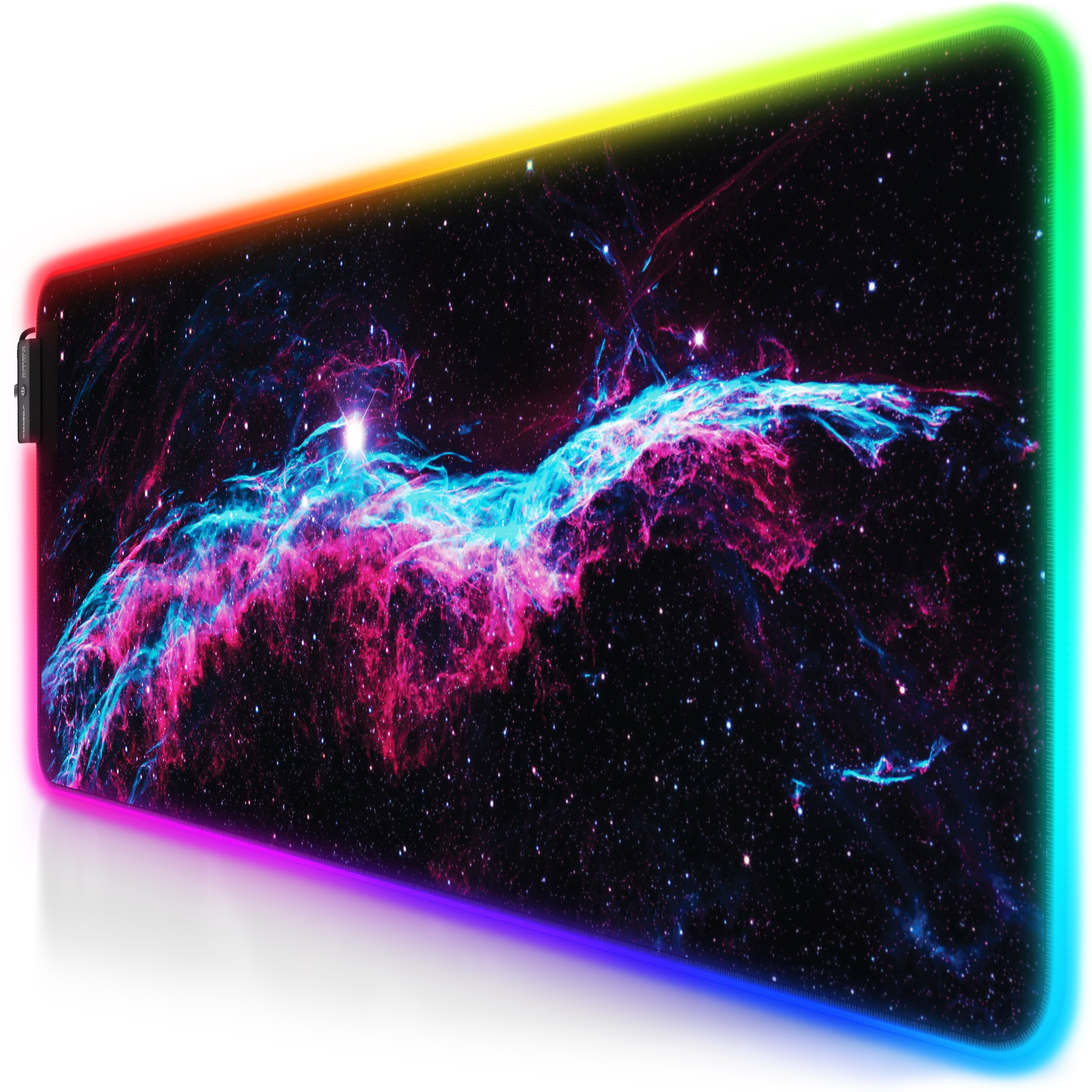 Titanwolf RGB Gaming Mauspad, Mousepad XL 800 x 300mm verbessert Pr&auml;zision & Geschwindigkeit, Galaxie Blau 
