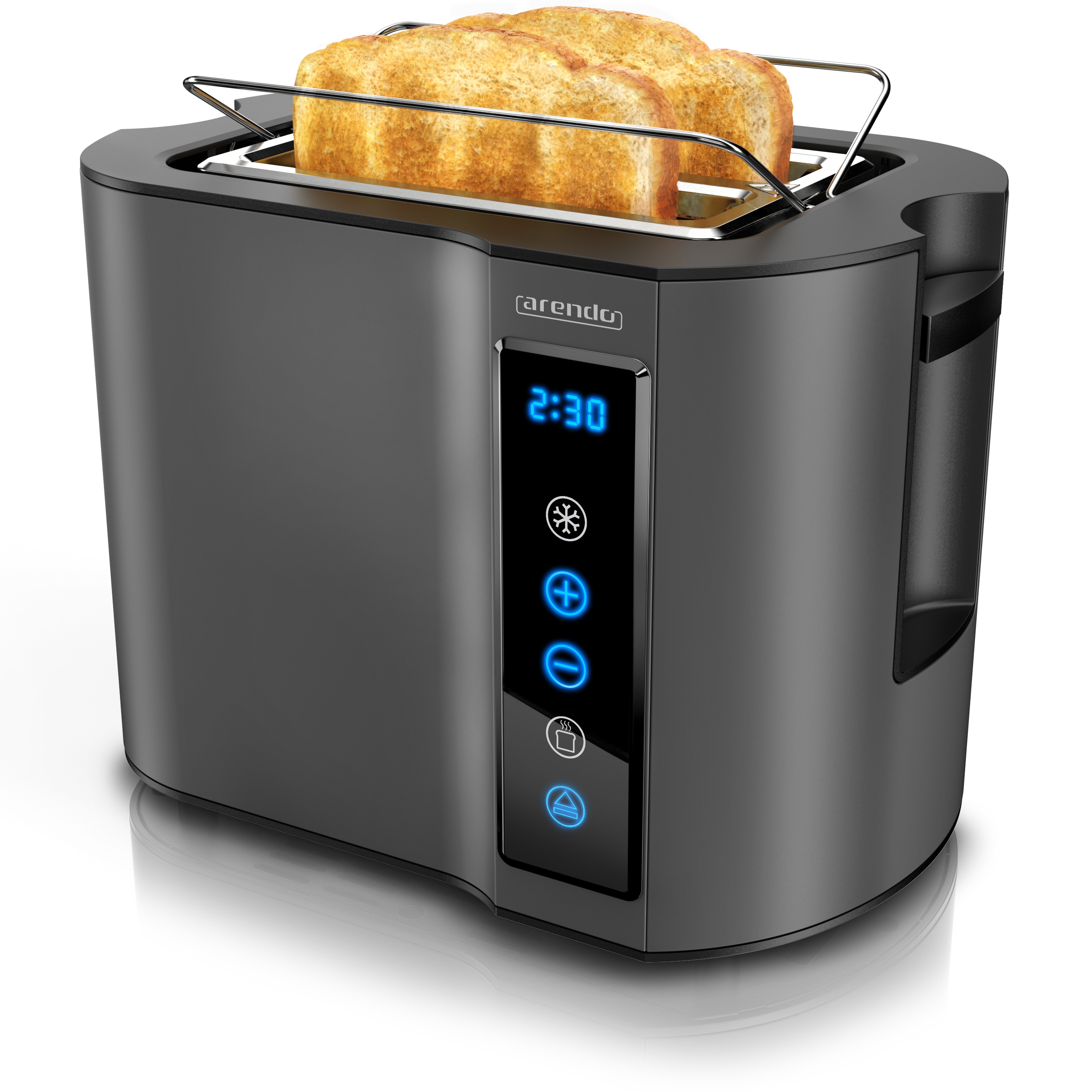 Arendo Toaster Kurzschlitz, Br&ouml;tchenaufsatz, W&auml;rmeisoliertes Geh&auml;use, Display, Touch 