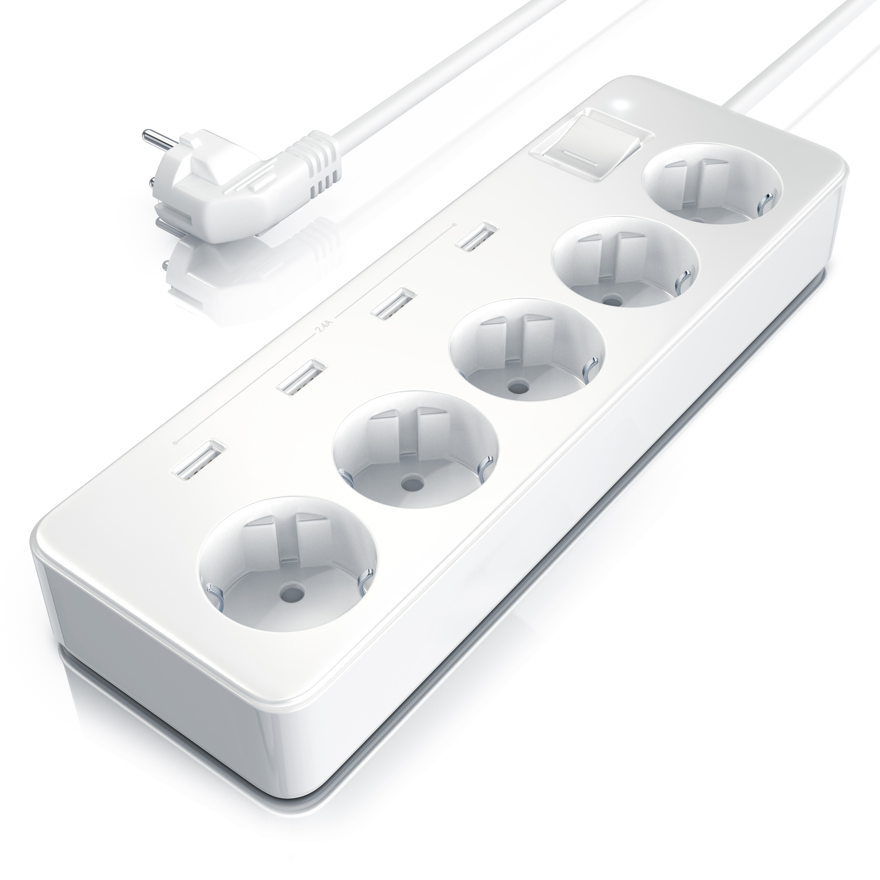 BEARWARE Steckdosenleiste Mehrfachsteckdose Steckerleiste 3680W, 5-fach 