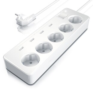BEARWARE Steckdosenleiste Mehrfachsteckdose Steckerleiste 3680W, 5-fach 