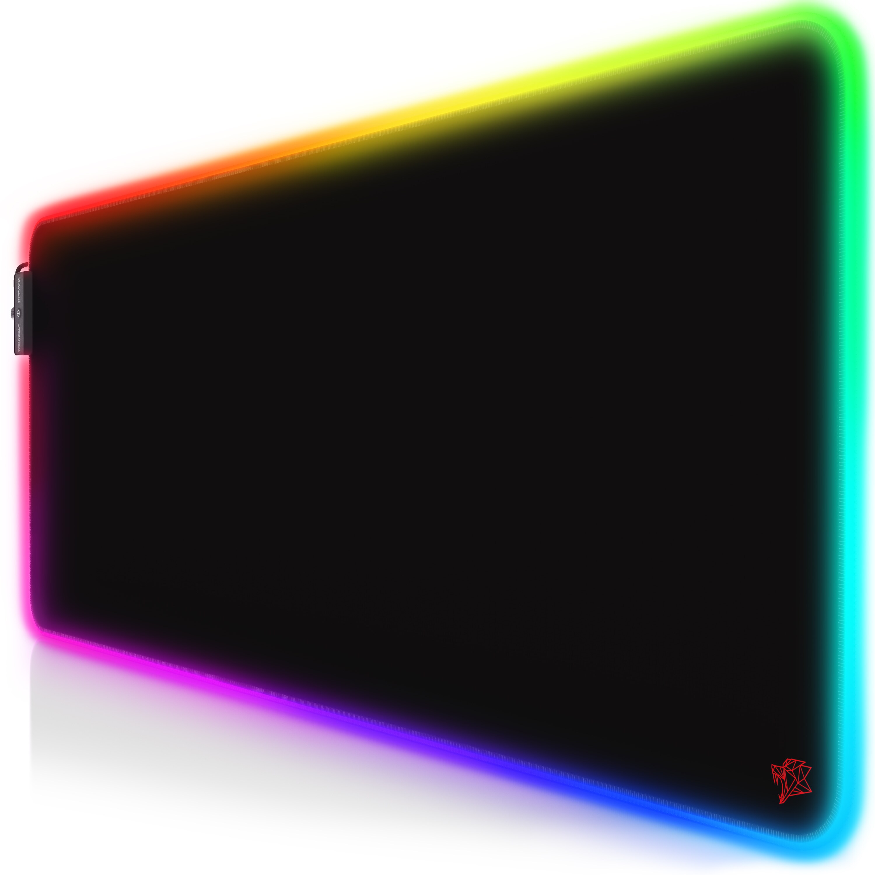 Titanwolf RGB Gaming Mauspad, Mousepad XL 800 x 300mm verbessert Pr&auml;zision & Geschwindigkeit, Emblem rot 